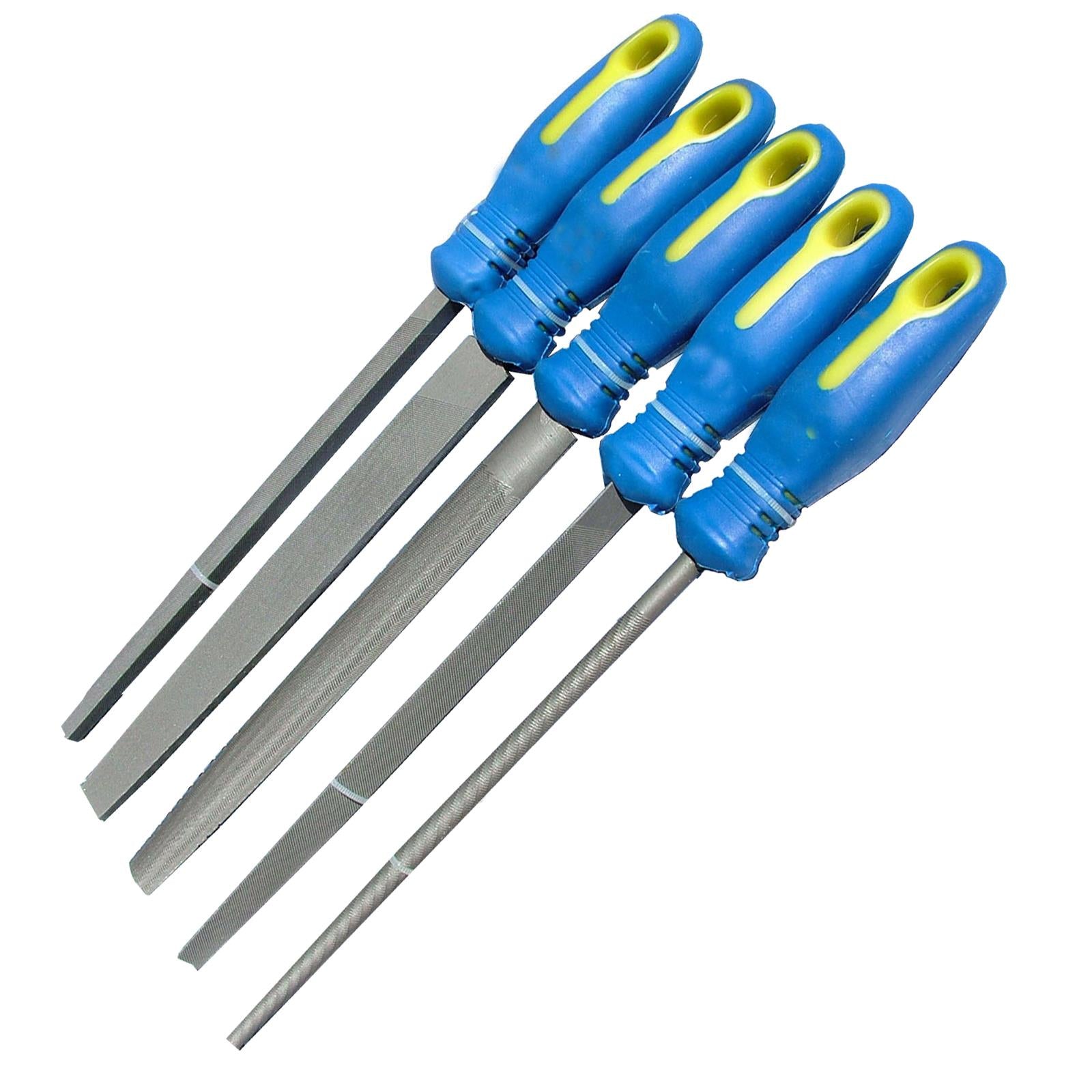 5pc 8" Inch Engineers File Set for Metal Round Flat Triangular Half Round Square