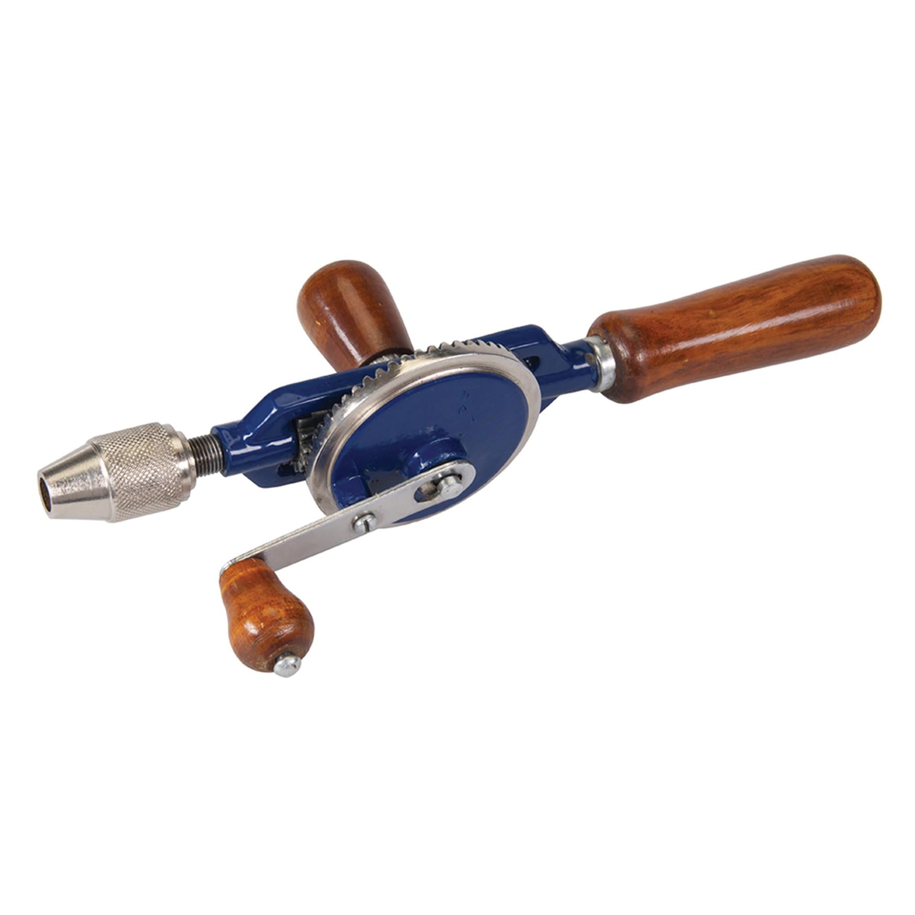 Double Pinion Hand Drill 290mm Hardwood Handles Fitted With Hand Tightened Chuck