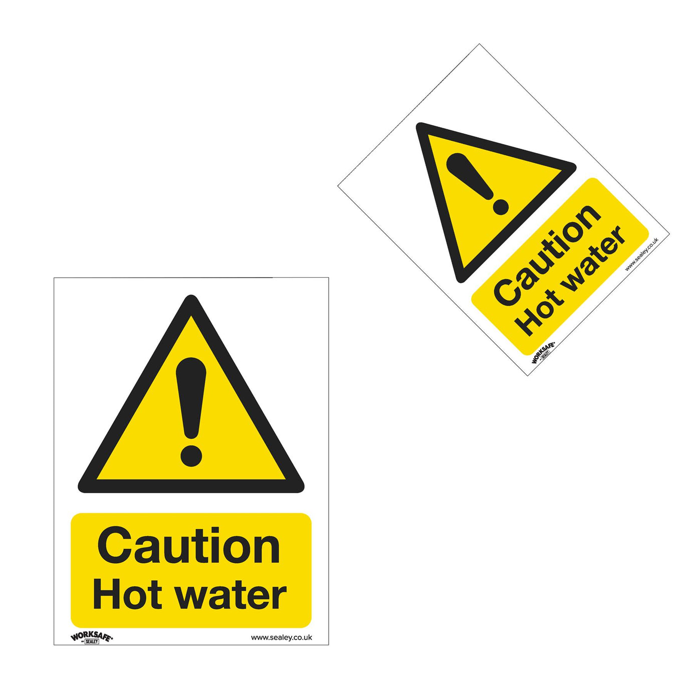Warning Safety Sign - Caution Hot Water - Rigid Plastic