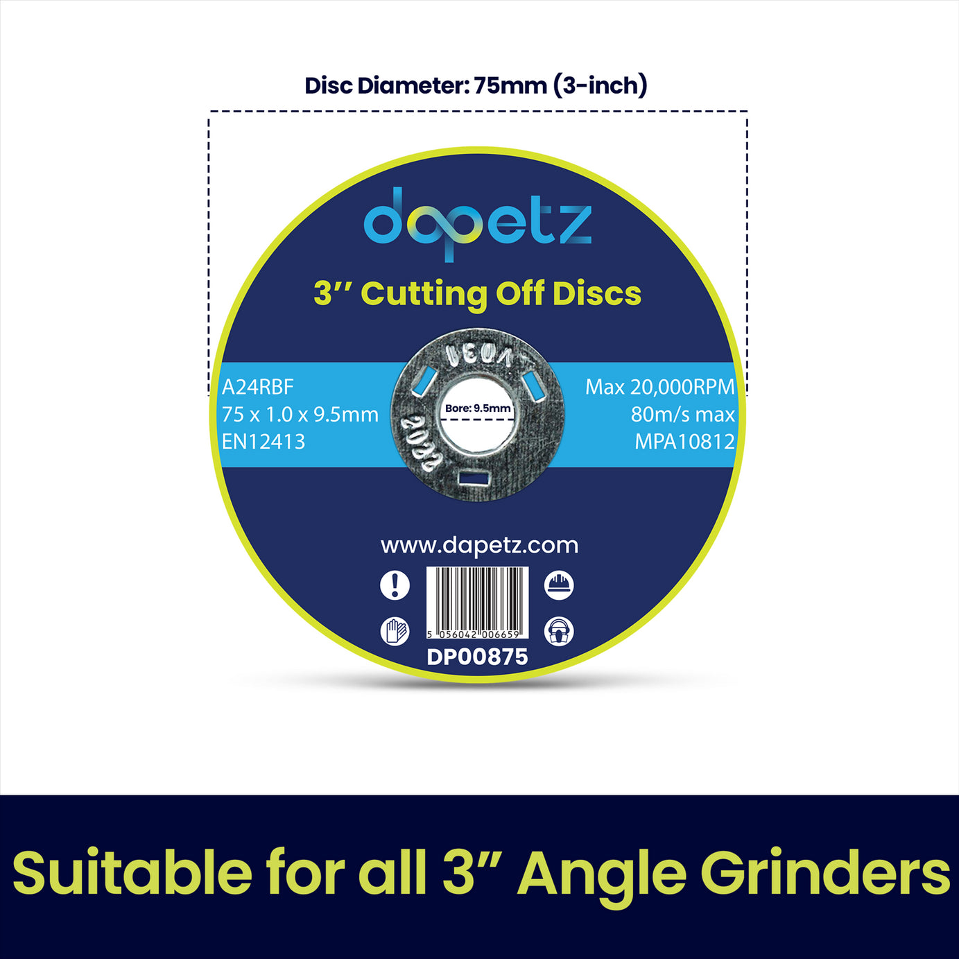 Stainless Steel Thin Metal Cutting Discs 75mm X 1mm For Angle Grinder Pack of 10