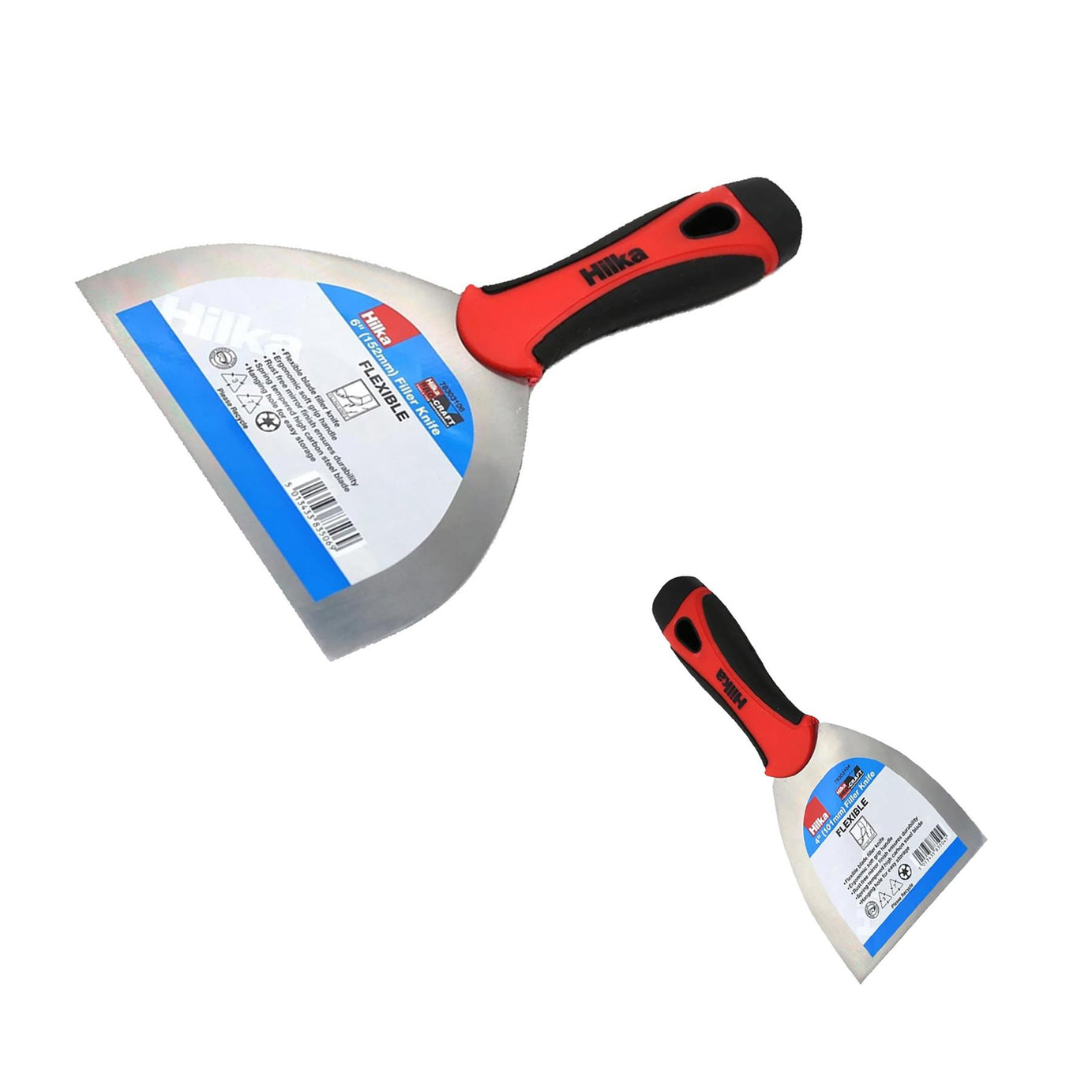 4" & 6"Filling Knife Taping Jointing Scraper Spatula,Flexible,SoftGrip Hand Tool Set