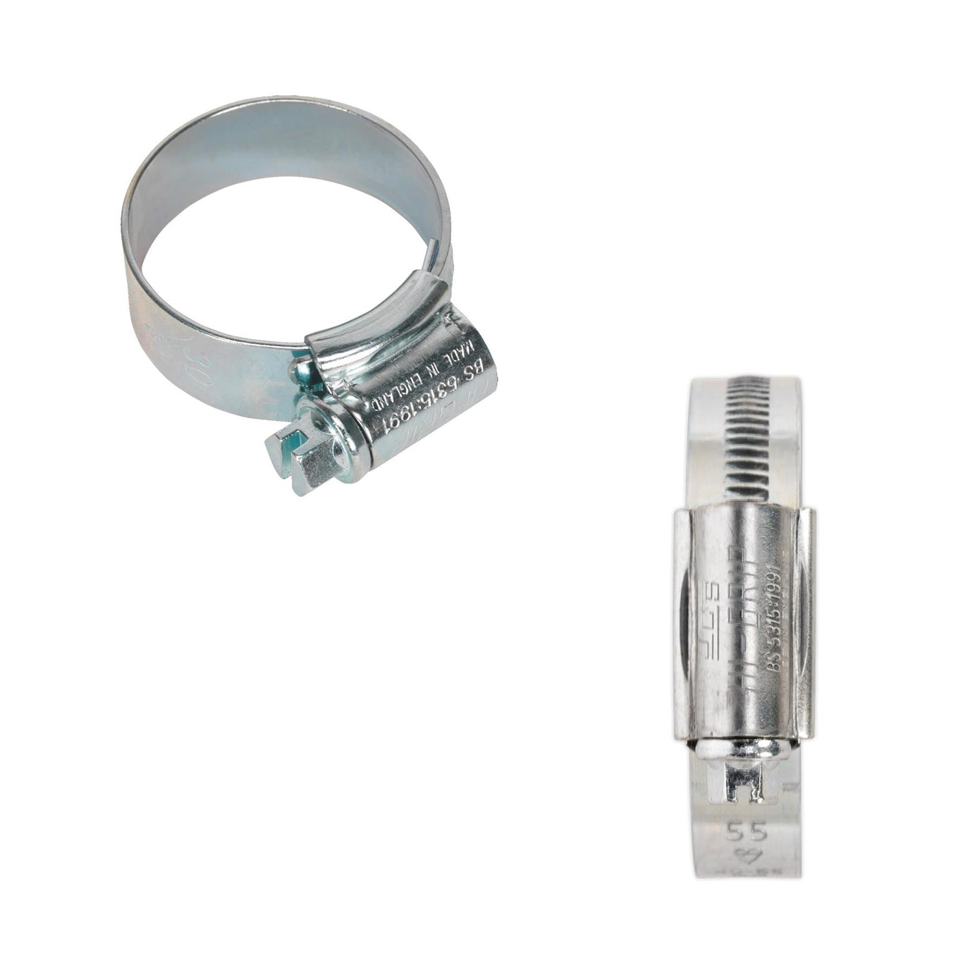 Sealey Hi-Grip Hose Clips Zinc Plated Ø22-30mm Pipe Clamps Worm Drive HCJ1A