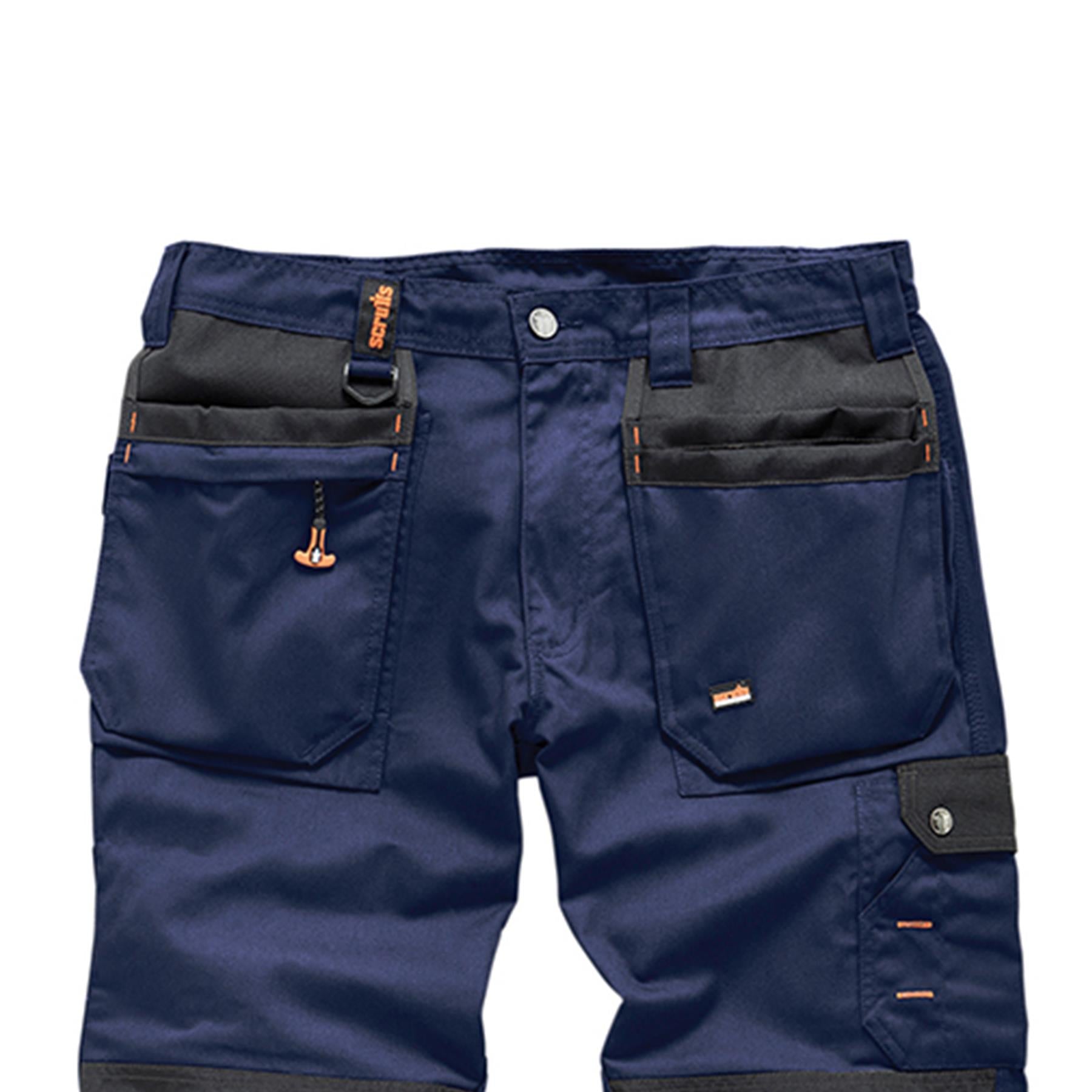 Scruffs Worker Plus Work Trousers 30R Navy Cargo Combat Hard Wearing Trouser
