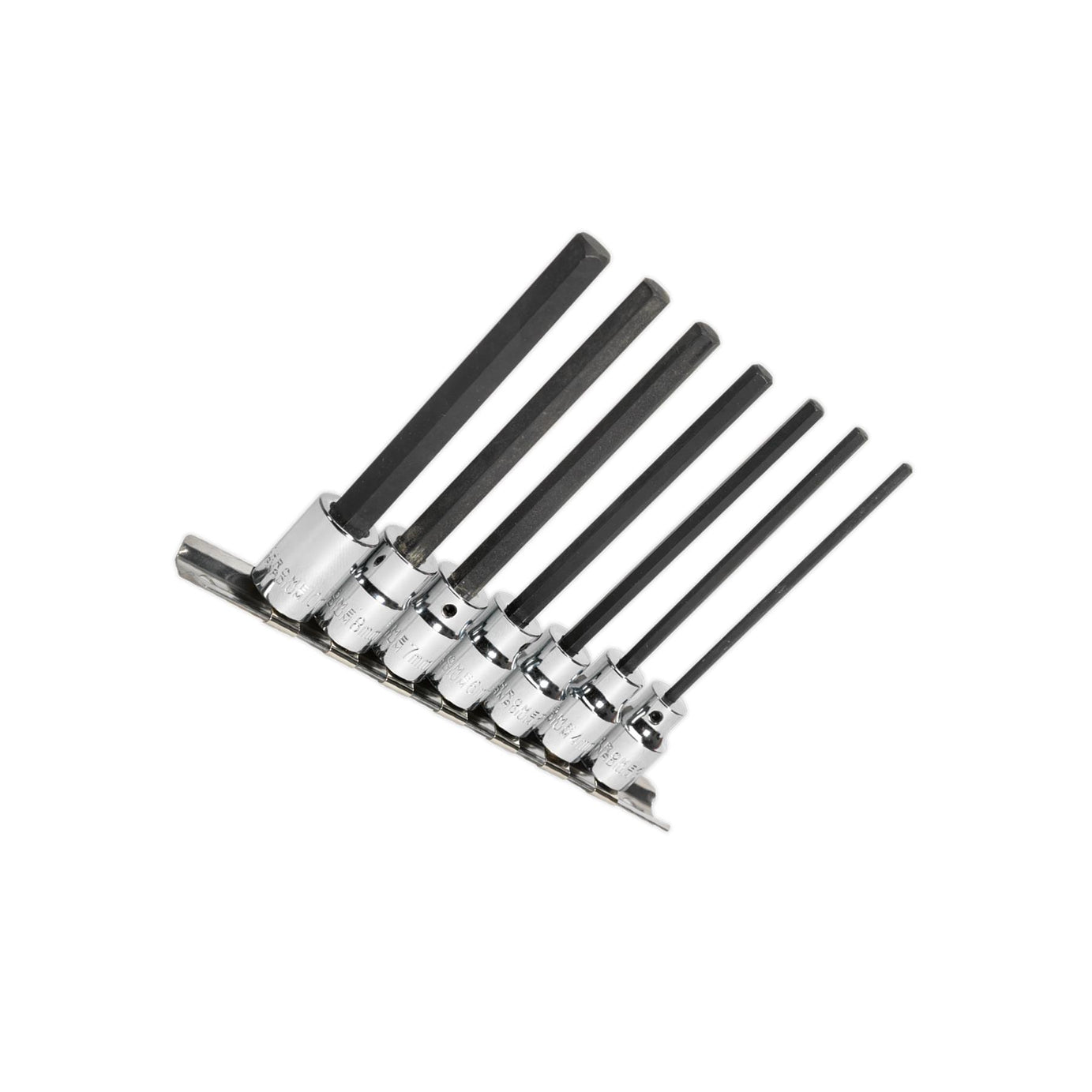 Sealey Hex Socket Bit Set 7pc 3/8"Sq Drive 110mm Metric