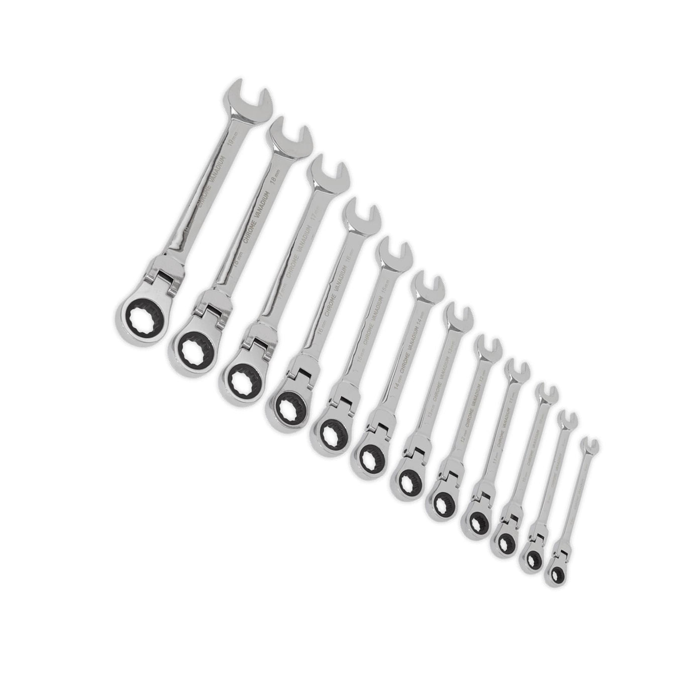 Sealey Flexible Head Ratchet Combination Spanner Set 12pc Metric