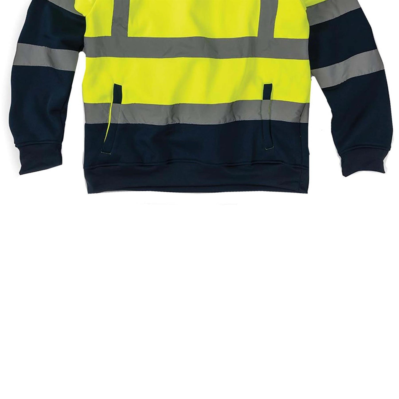 Tough Grit Hi-vis Visibility Hoodie 2-tone Pullover Fleece Top Yellow/Navy XXL