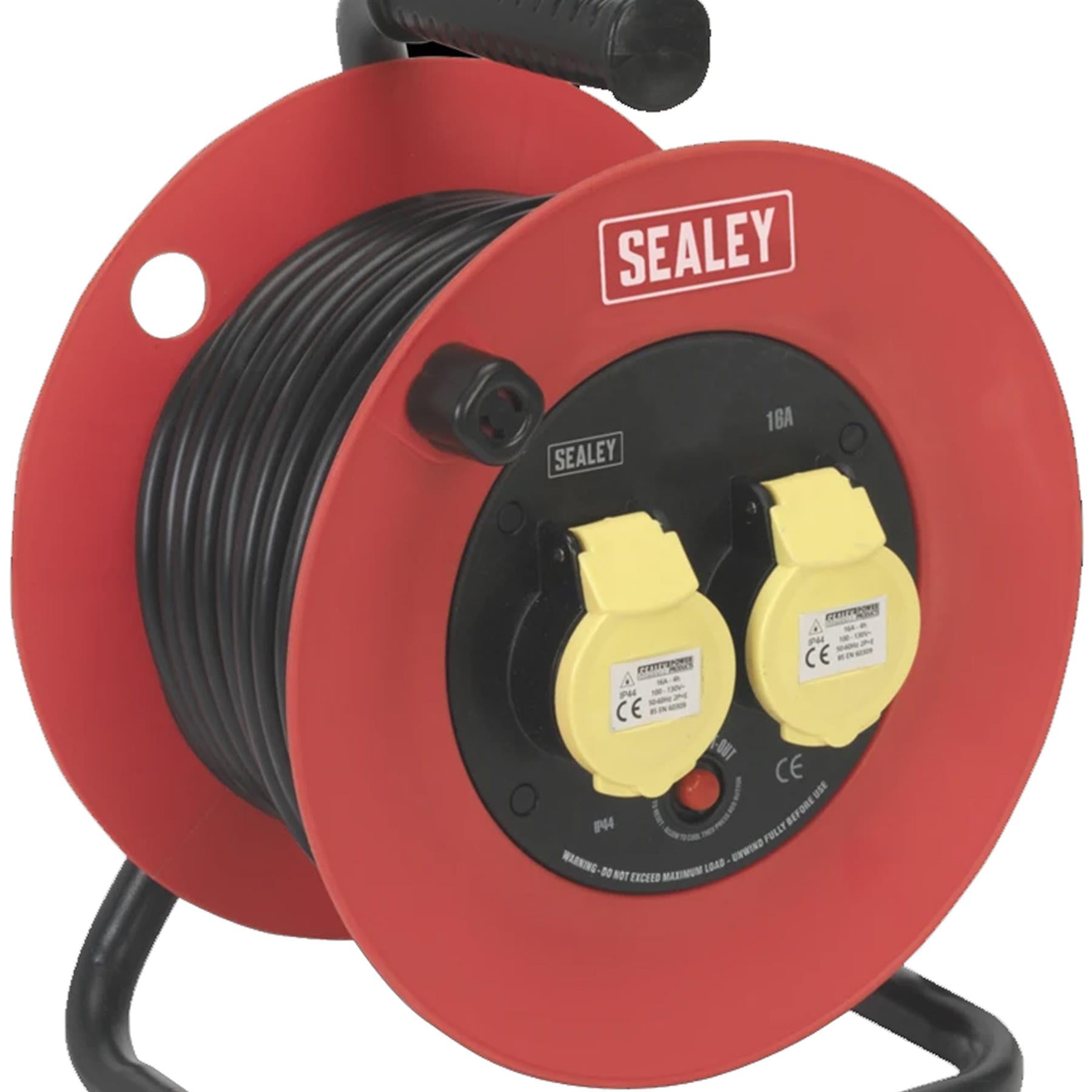 Sealey Cable Reel 25m 2 x 110V 1.5mm² Heavy-Duty Thermal Trip
