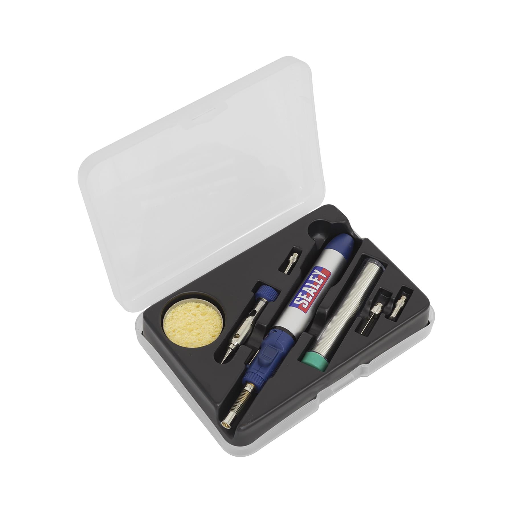 Sealey Micro Butane Torch 7pc Kit Gas Iron Kit Ignite Welding Torch Tool Case