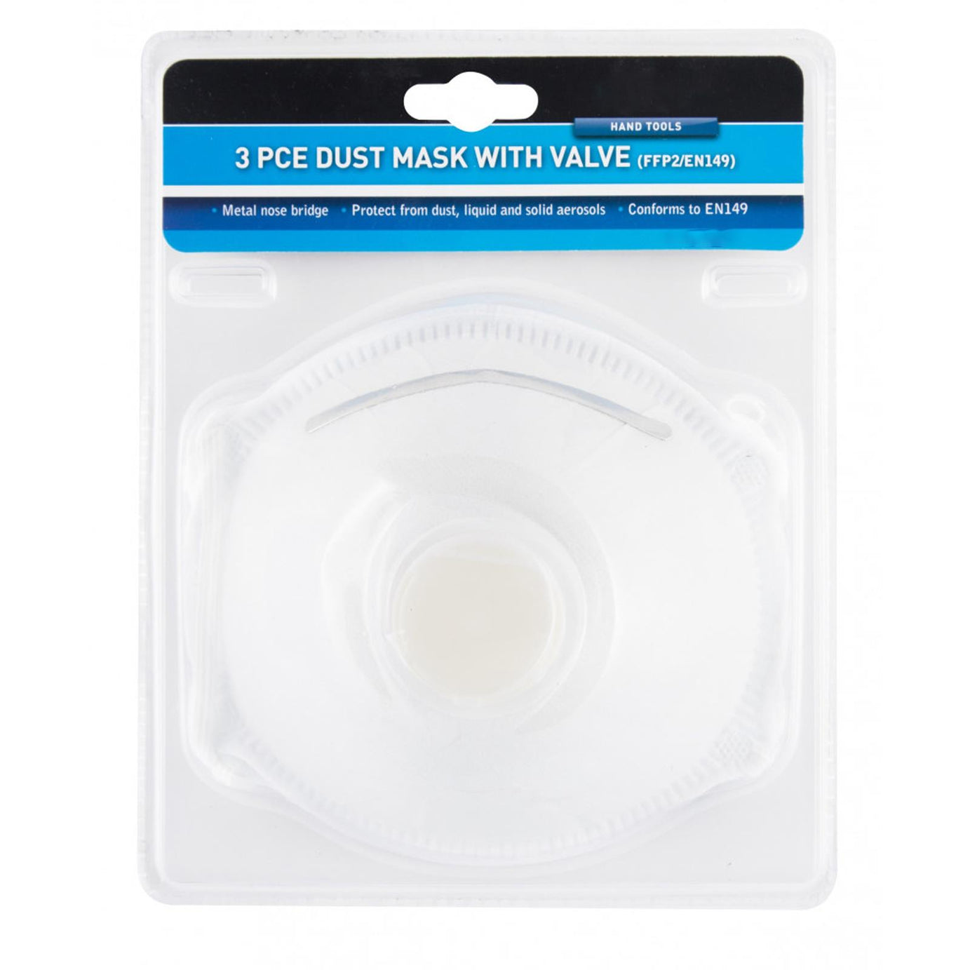 BlueSpot 3Pce Dust Mask With Valve Adjustable Metal Nose Dust Liquid Aerosols Protection New