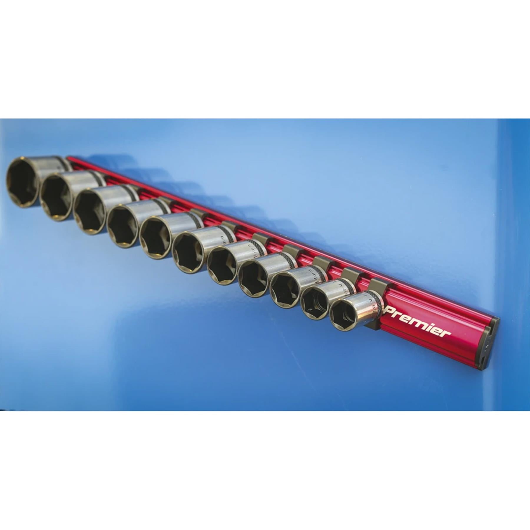 Sealey Socket Retaining Rail Magnetic 3/8"Sq Drive 12 Clips