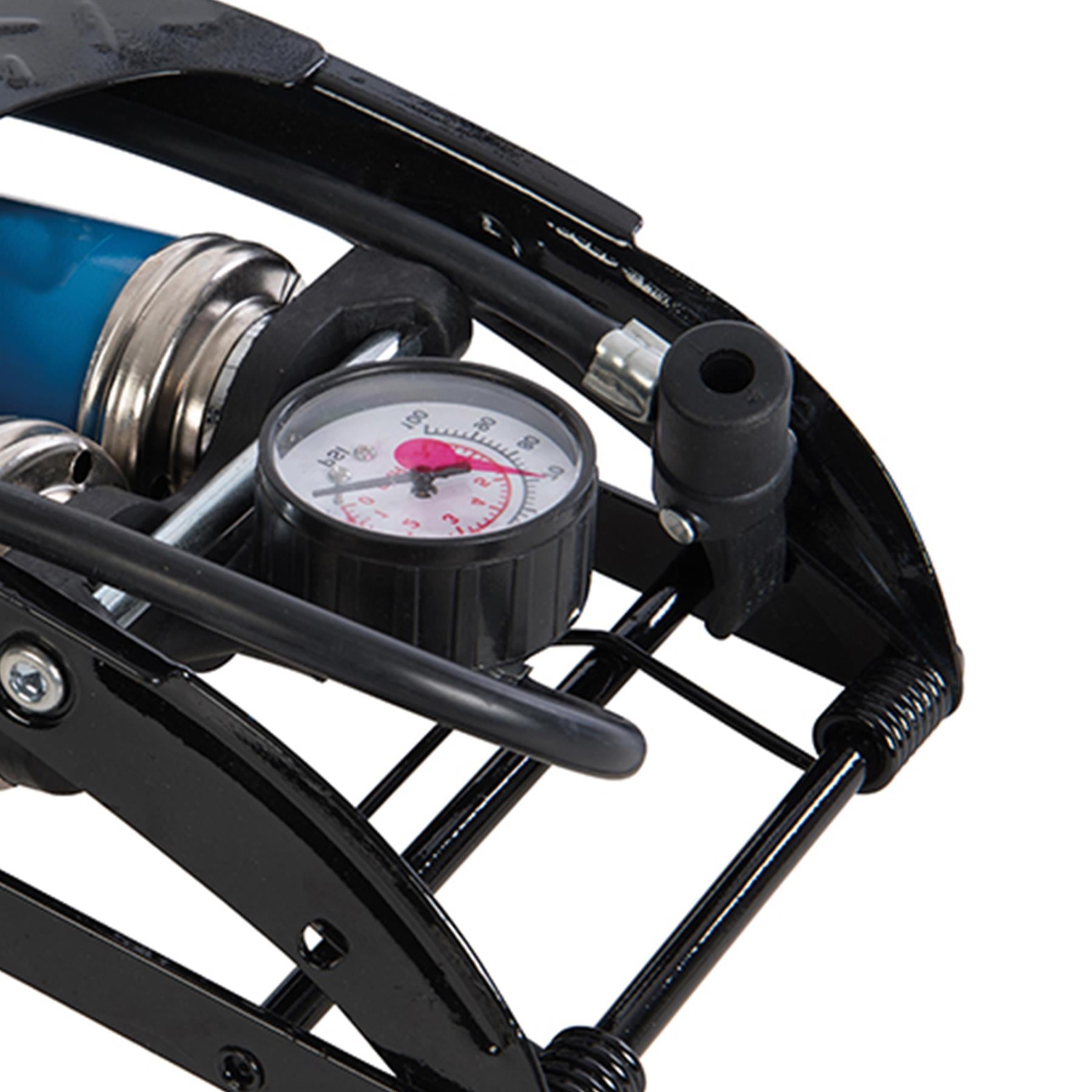 Foot Pump Heavy Duty Double Barrel 470cc High Air Output Metal Valve 550mm Hose