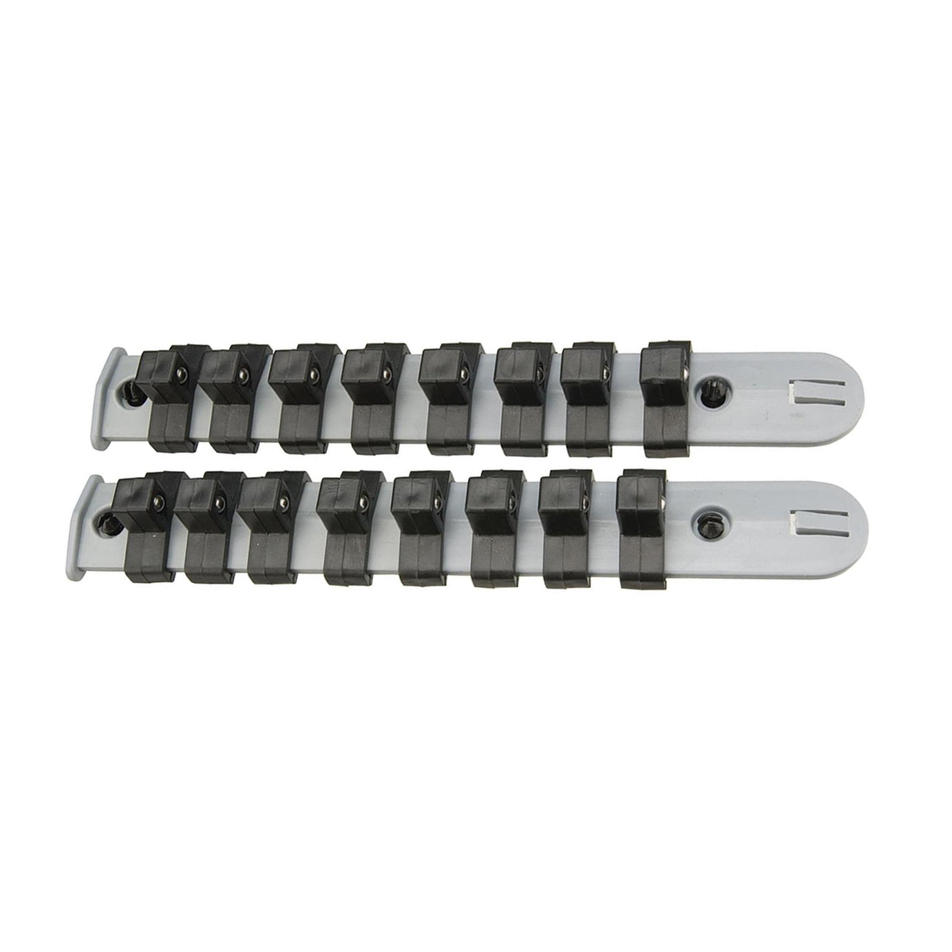 3/8" Drive Socket Holder Storage Organiser Rail Set - 16 Clips For Wall Mounting