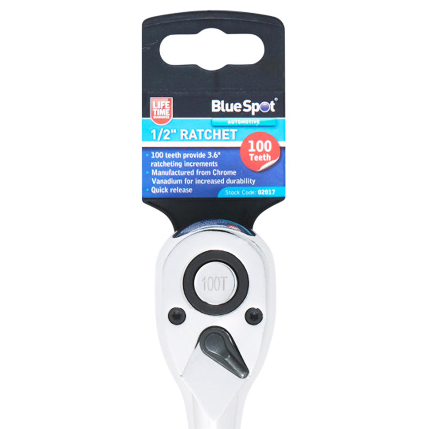 BlueSpot Ratchet Socket Wrench 1/2" 100 Teeth Tool Mechanic Garage Reversible