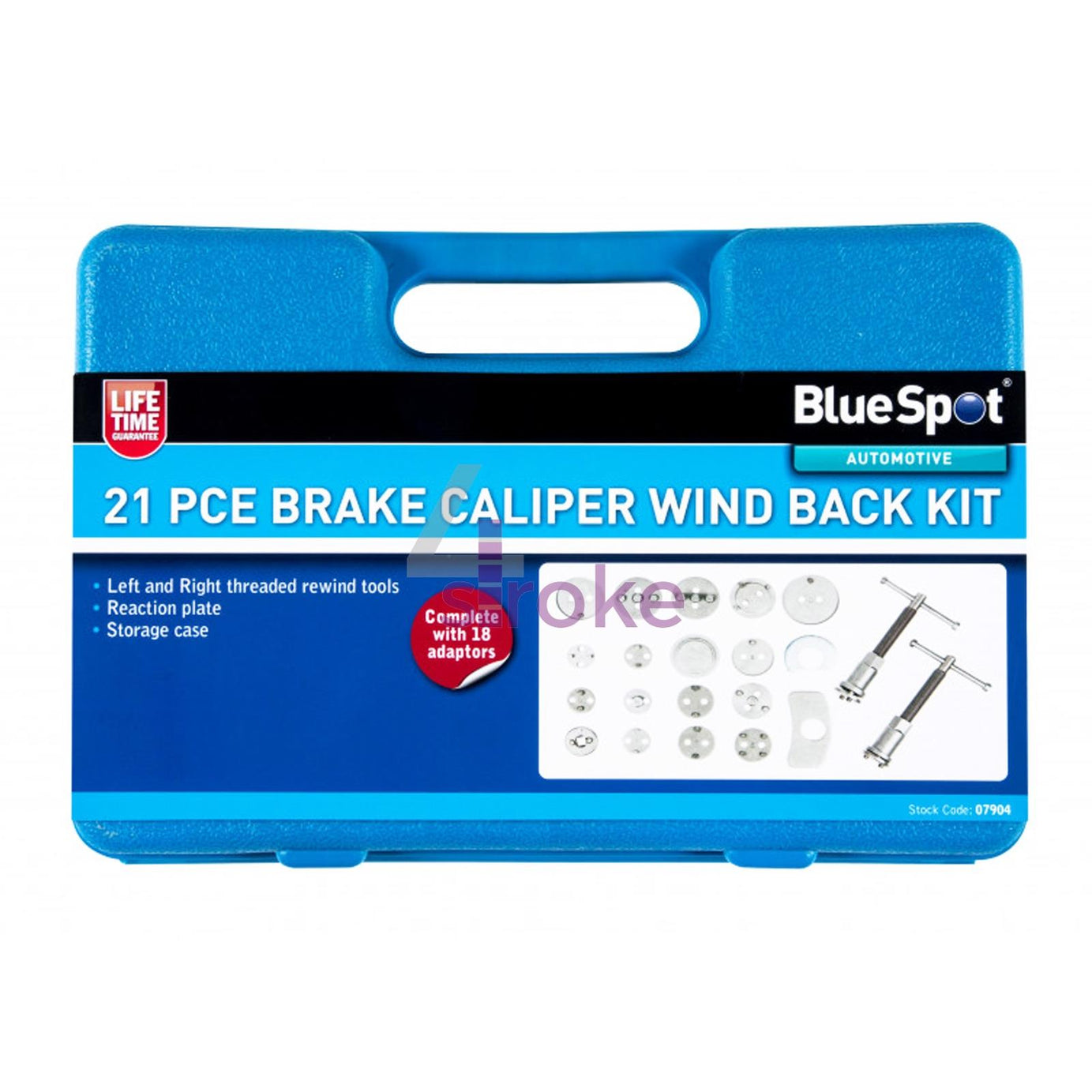 BlueSpot 21Pce Universal Brake Caliper Piston Rewind Repair Kit Wind Back Tool Set