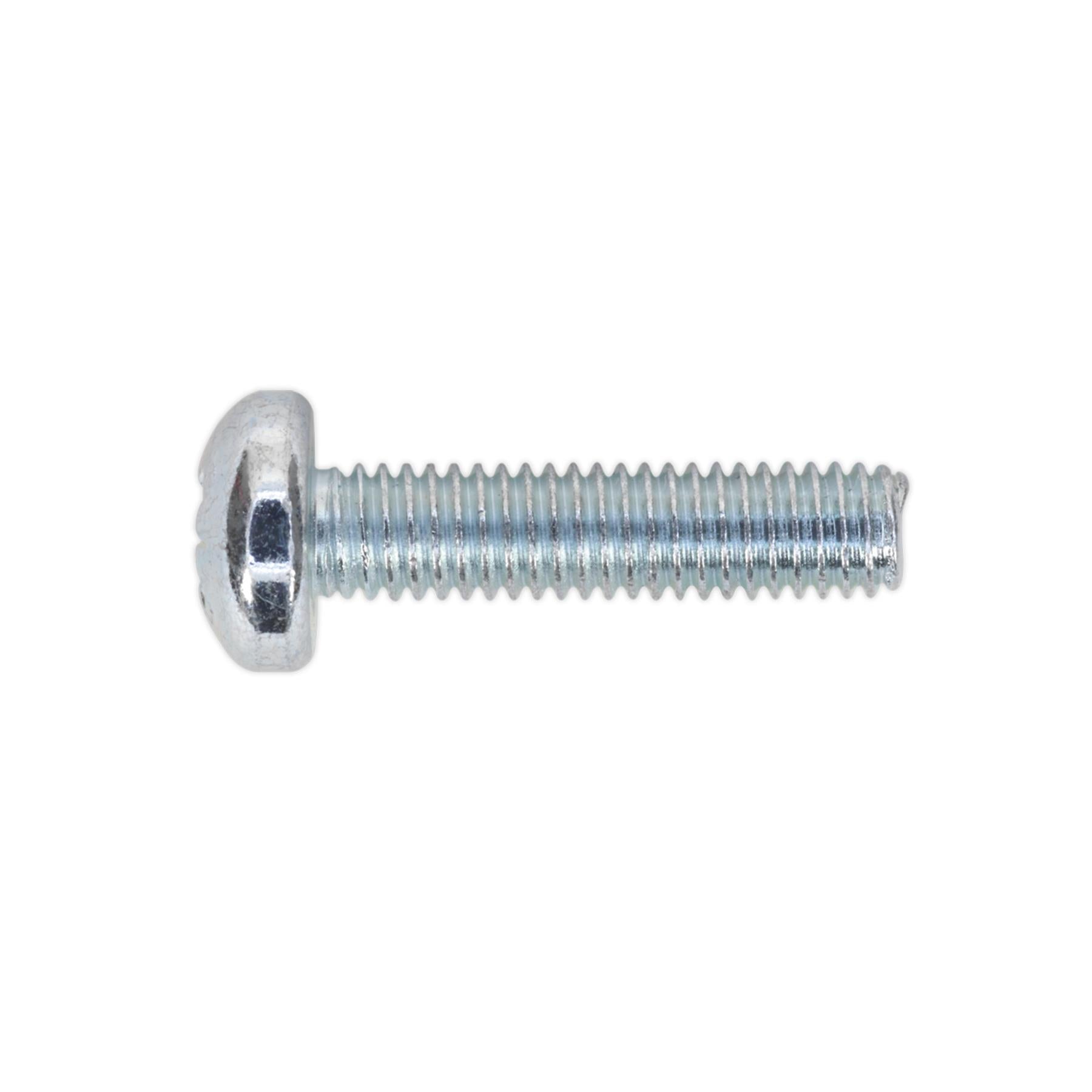 Sealey Machine Screw M6 x 25mm Pan Head Pozi Zinc Pack of 50