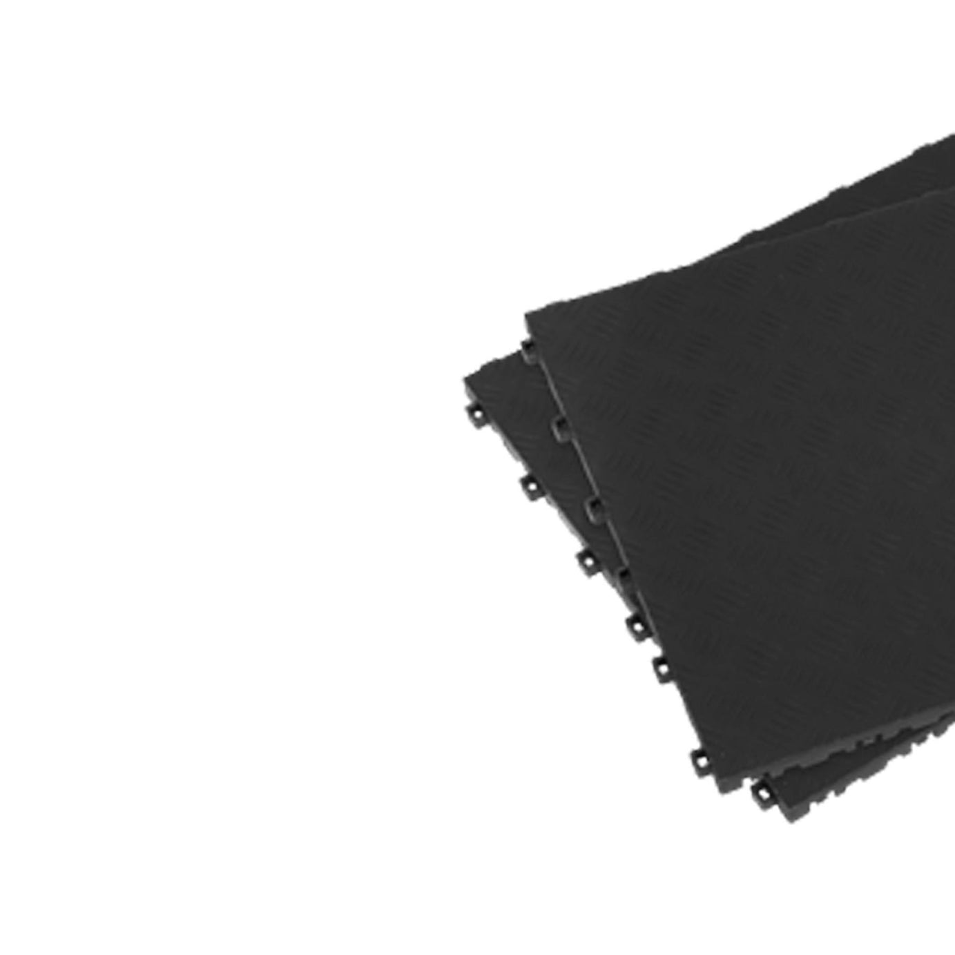 Sealey Polypropylene Floor Tile-Black Treadplate 400x400mm Pk of 9