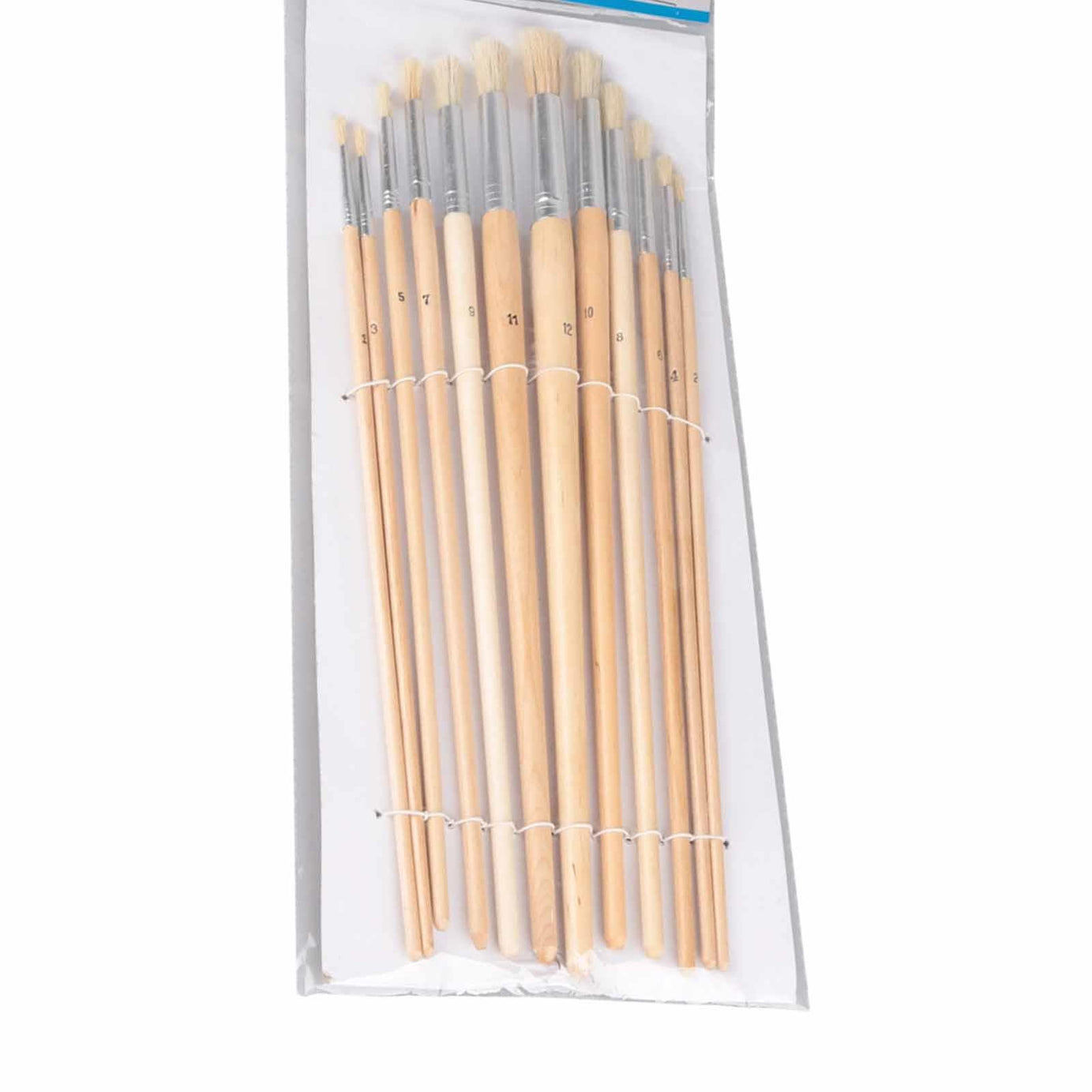 12 Pce Round Artist Paint Brushes Set Extra-long Handles 22-24cm Suitable For Acrylic, Water Based And Oil Based Paint