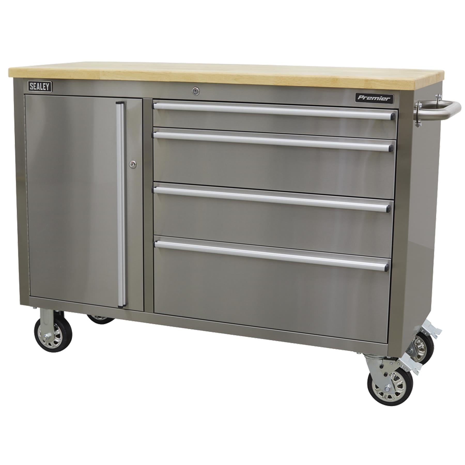 Sealey Mobile Stainless Steel Tool Cabinet 4 Drawer Grey. AP4804SS