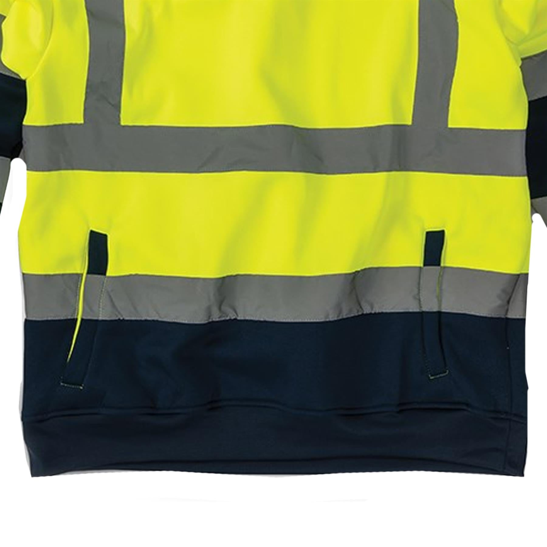 Tough Grit Hi-vis Visibility Hoodie 2-tone Pullover Fleece Top Yellow/Navy XXL