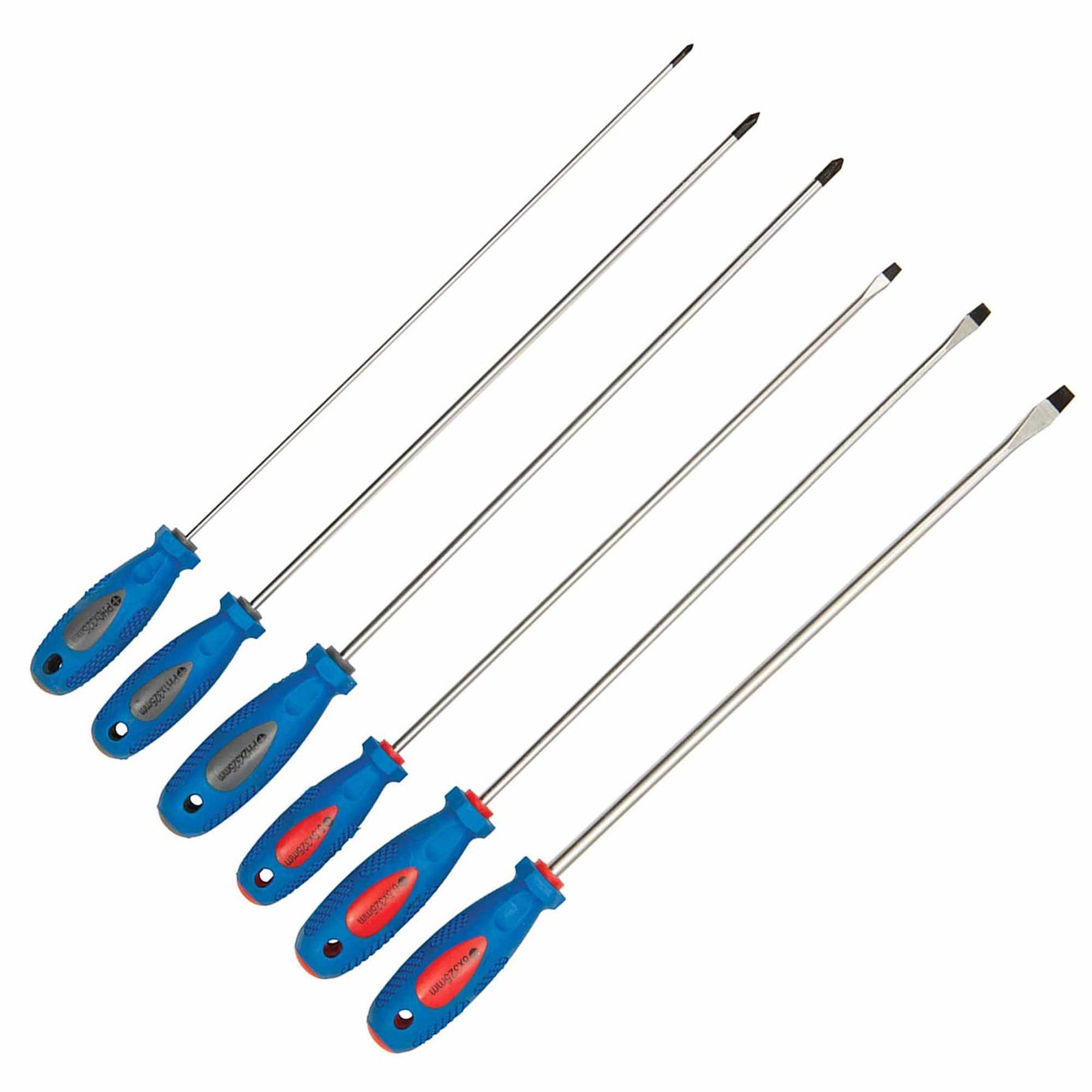 6Pce Extra-Long Screwdriver Set Chrome Vanadium Hardened & Tempered Blade