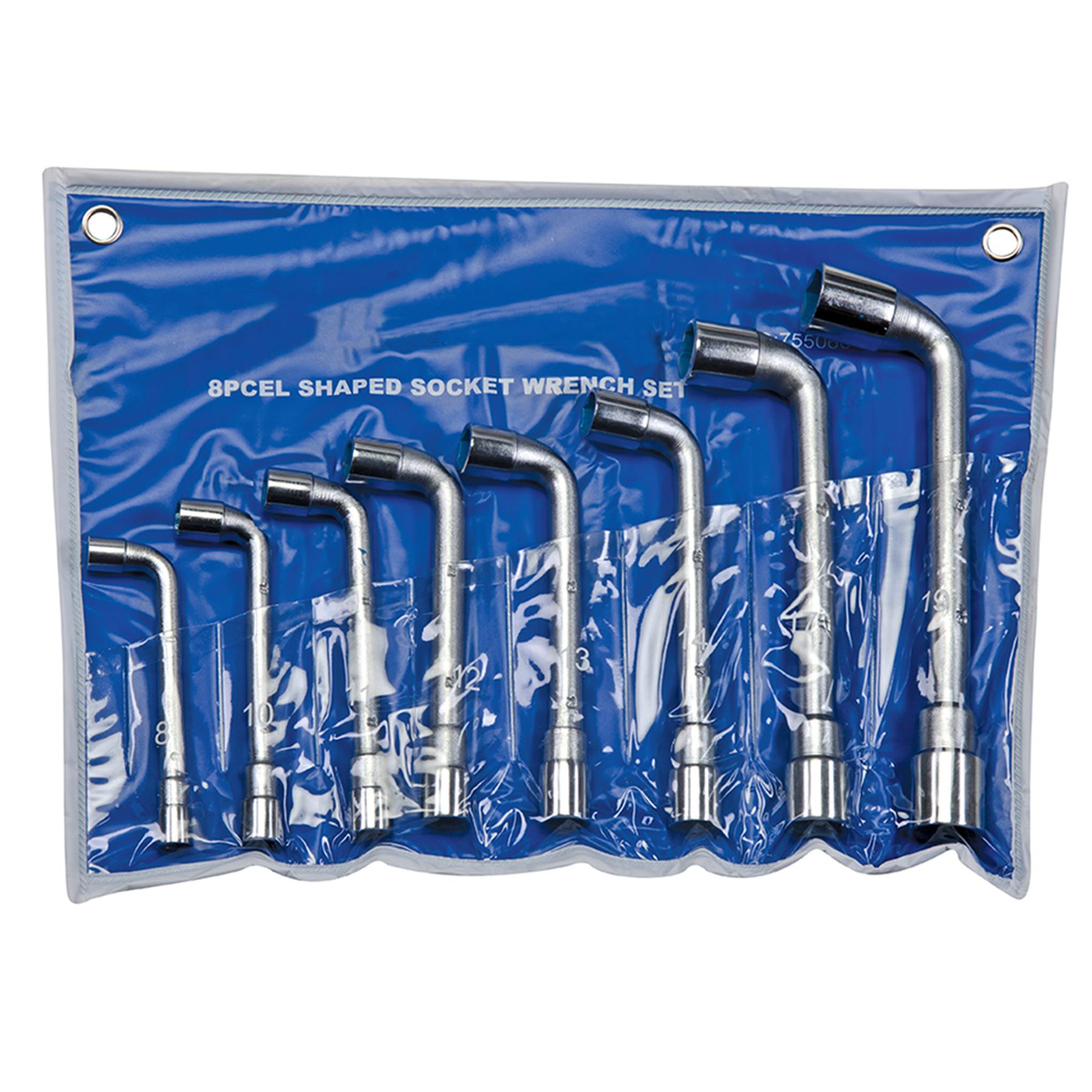 L-Shaped Socket Wrench Set 8Pce 8mm - 19mm Go-Through Short End Quality
