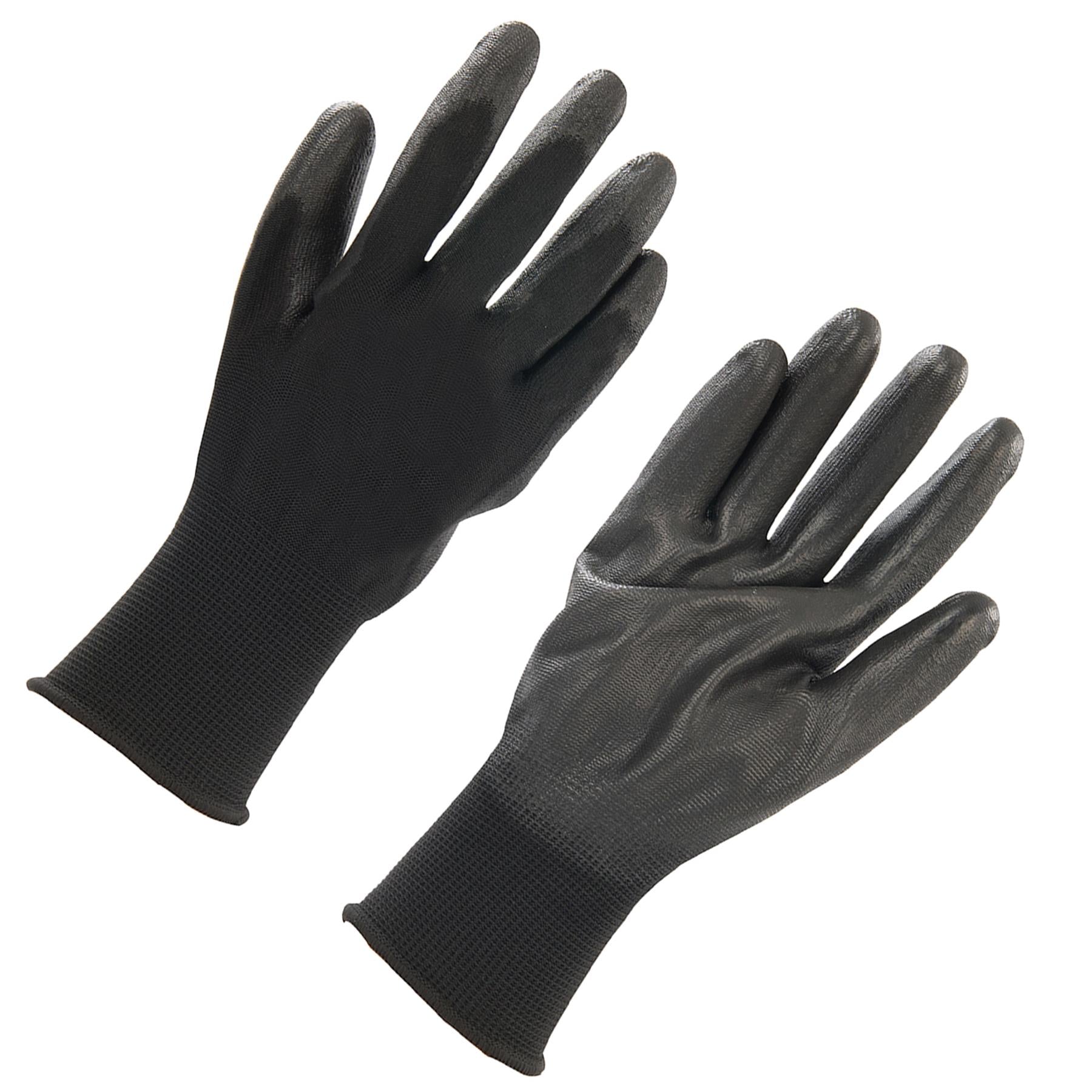20x PU Palm Coated Work Wear Gardening Black Safety Gloves XL 11