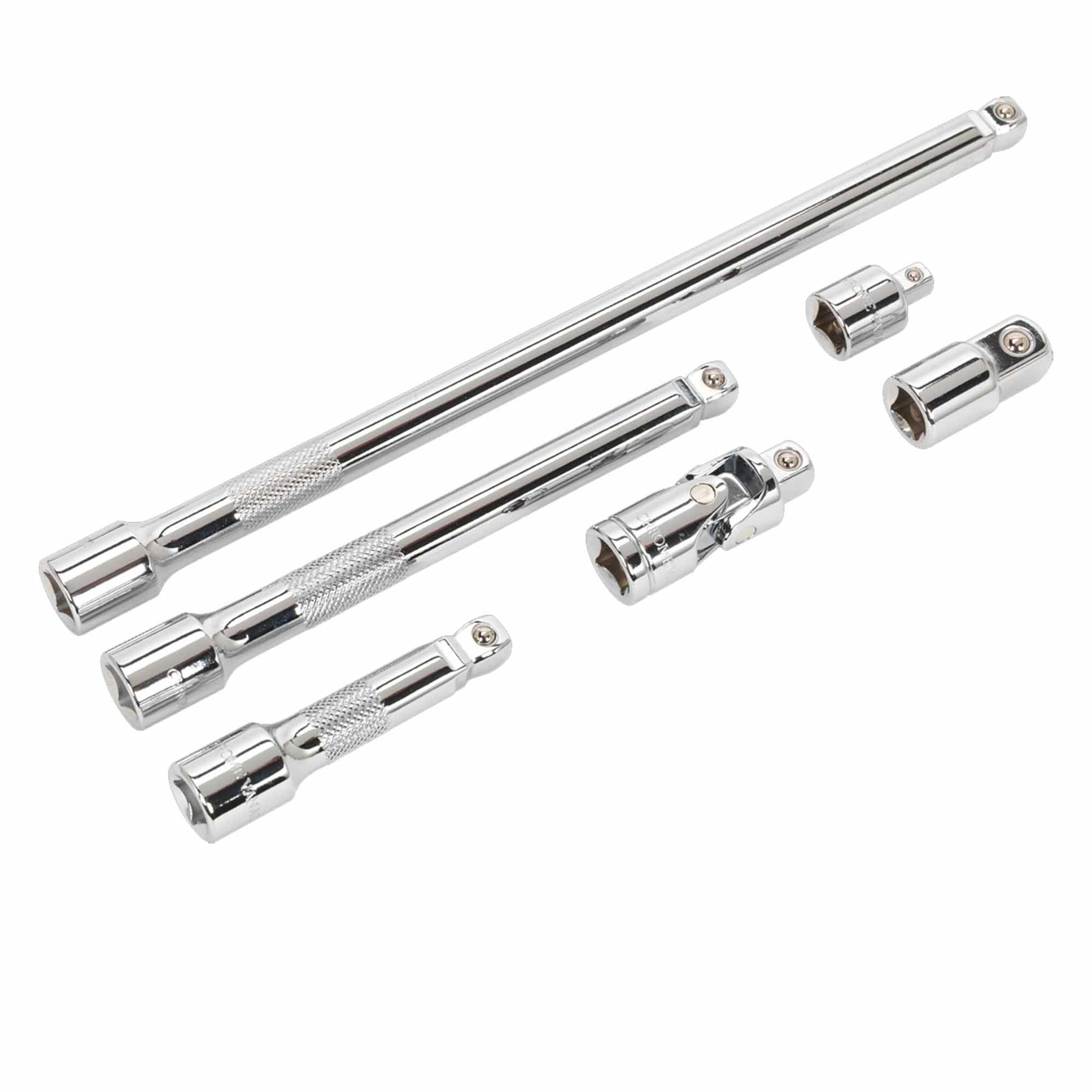 Sealey Wobble/Rigid Extension Bar, Adaptor & UJ Set 6pc 3/8"Sq Dr