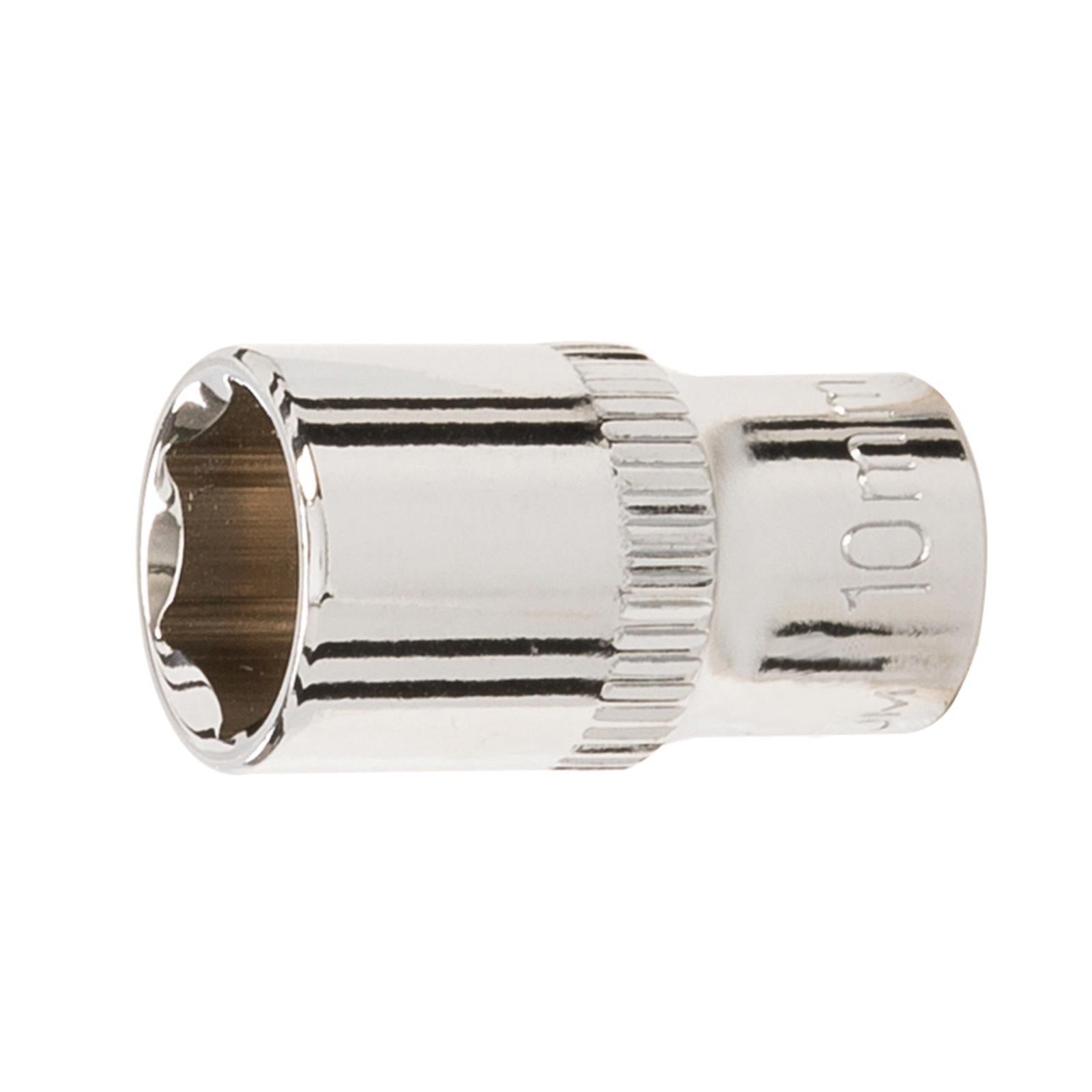 Quality Socket 1/4" Drive Metric Hex Square 10mm Individual Hex Polished Crv