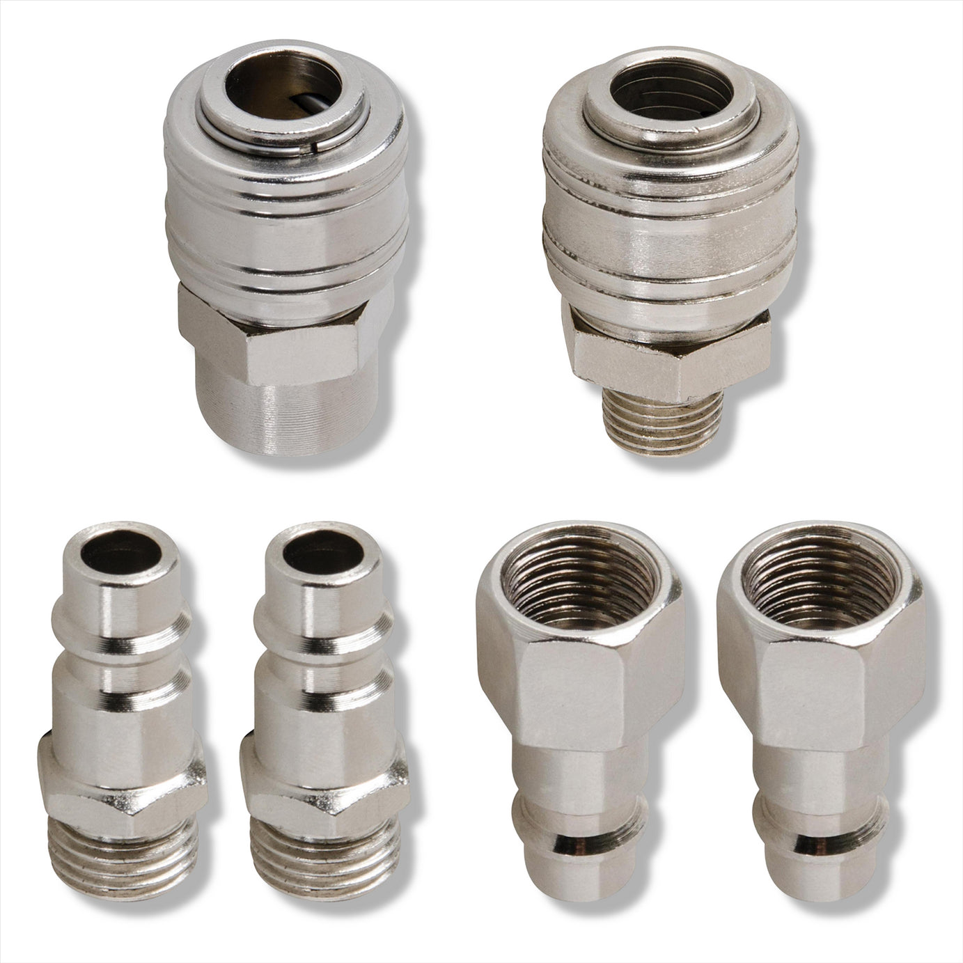 Euro Air Line Fitting Hose Connector Male Female Quick Release 1/4" BSP 6Pcs Set
