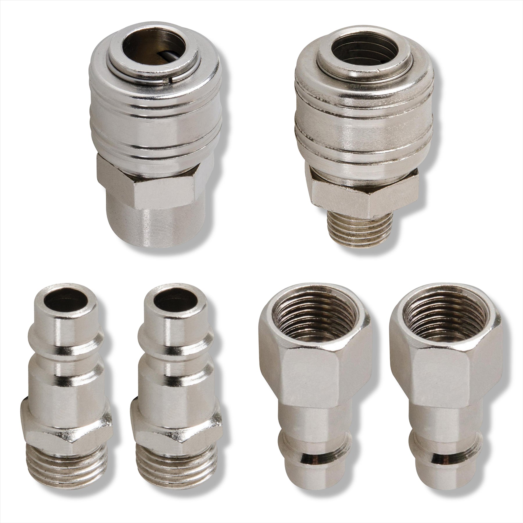 Euro Air Line Fitting Hose Connector Male Female Quick Release 1/4" BSP 6Pcs Set