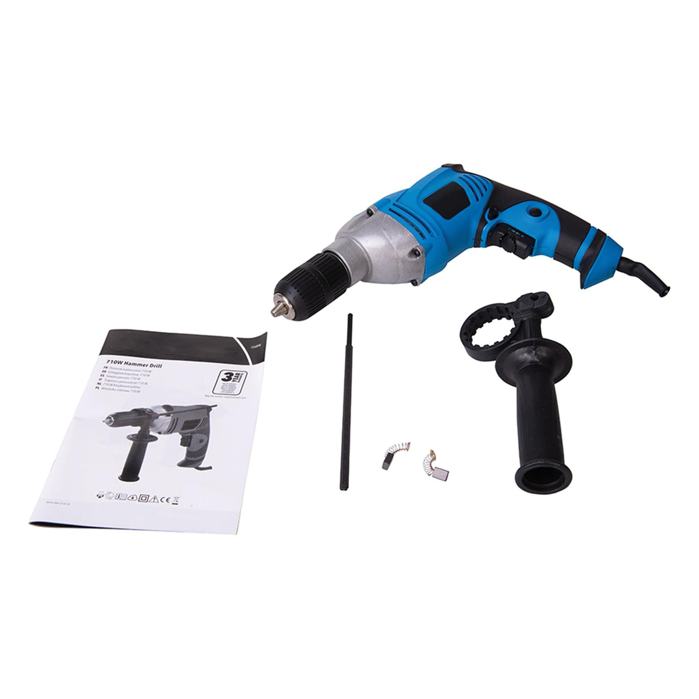 710W Variable Speed Electric Hammer Action Power Drill For Steel Concrete & Wood