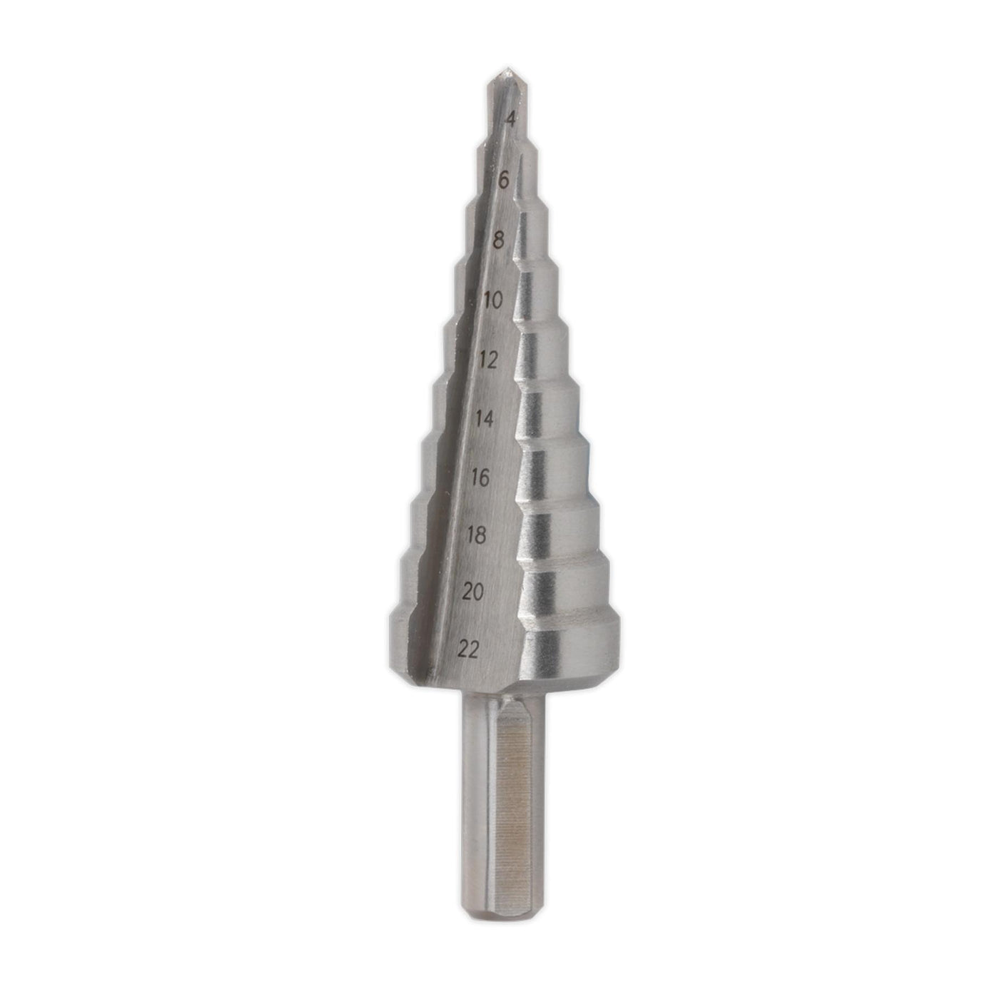 Sealey M2 Step Drill Bit HSS Cone Drill 4-22mm Double Flute Hole Metal Cutter