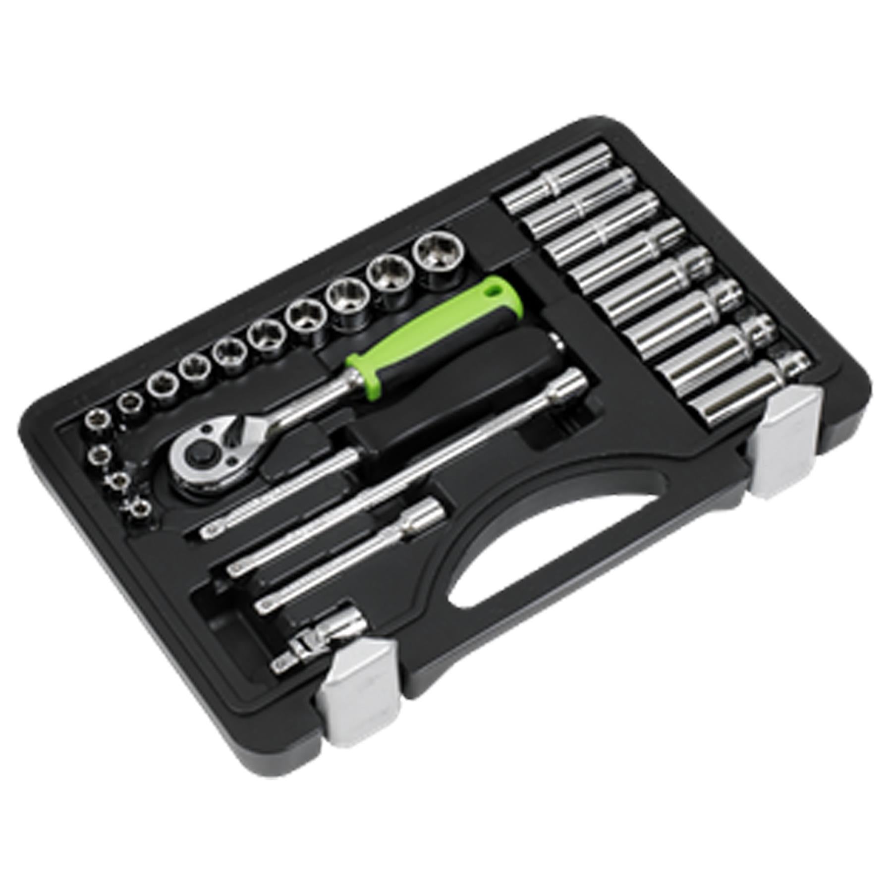 Sealey Socket Set 26pc 1/4"Sq Drive Metric