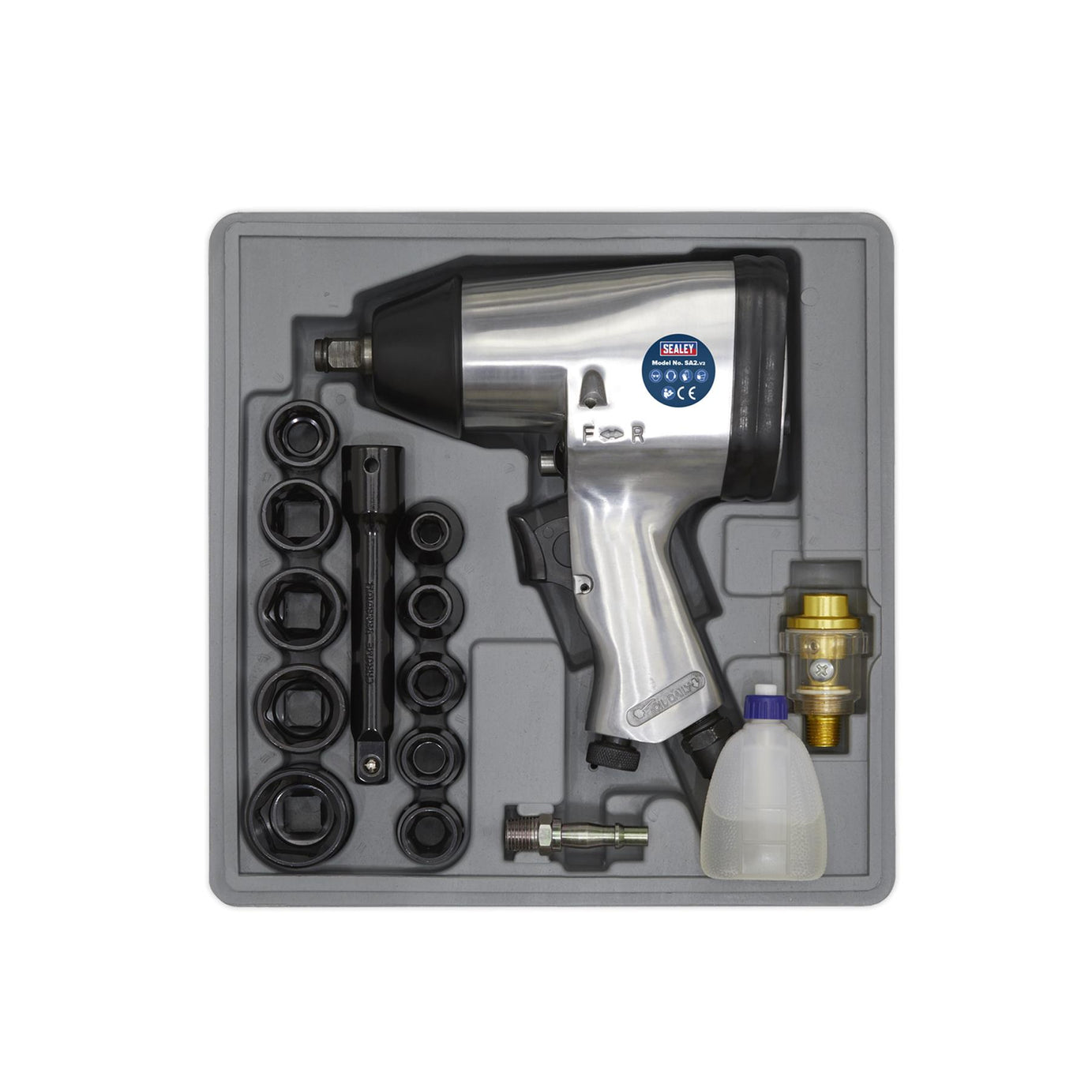 Sealey Air Impact Wrench Kit with Sockets 1/2"Sq Drive