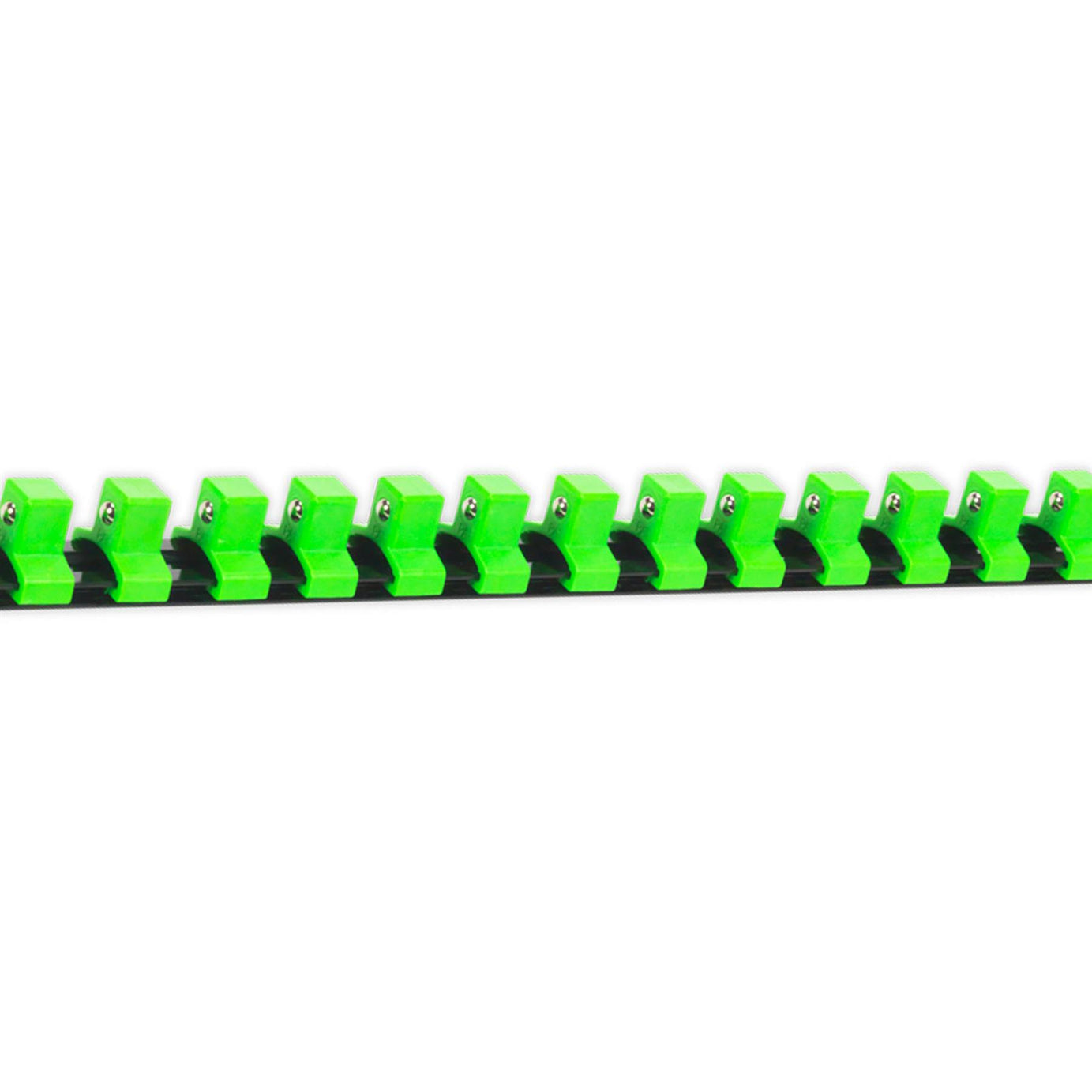 Sealey 1/2"Sq Drive Socket Retaining Rail with 16 Clips - Hi-Vis Green