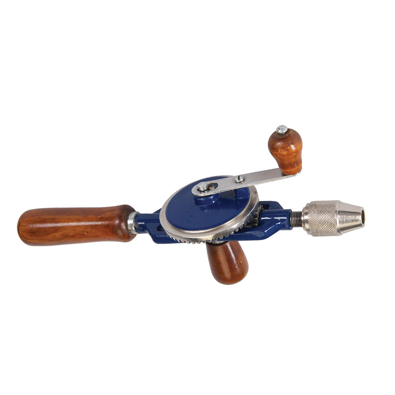 Double Pinion Hand Drill 290mm Hardwood Handles Fitted With Hand Tightened Chuck