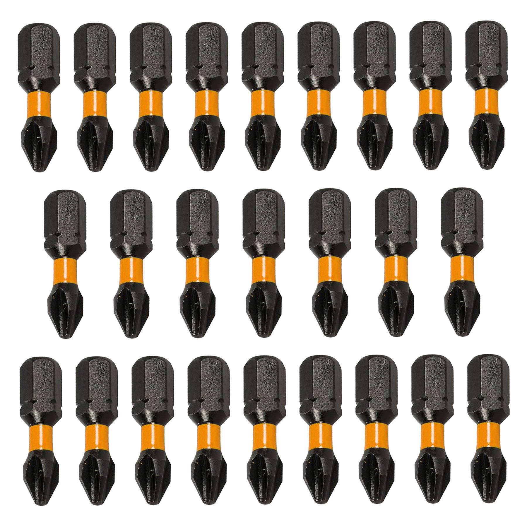 Phillips Screwdriver Impact Bit PH2 High Torque Premium S2 Steel Drills 25pk
