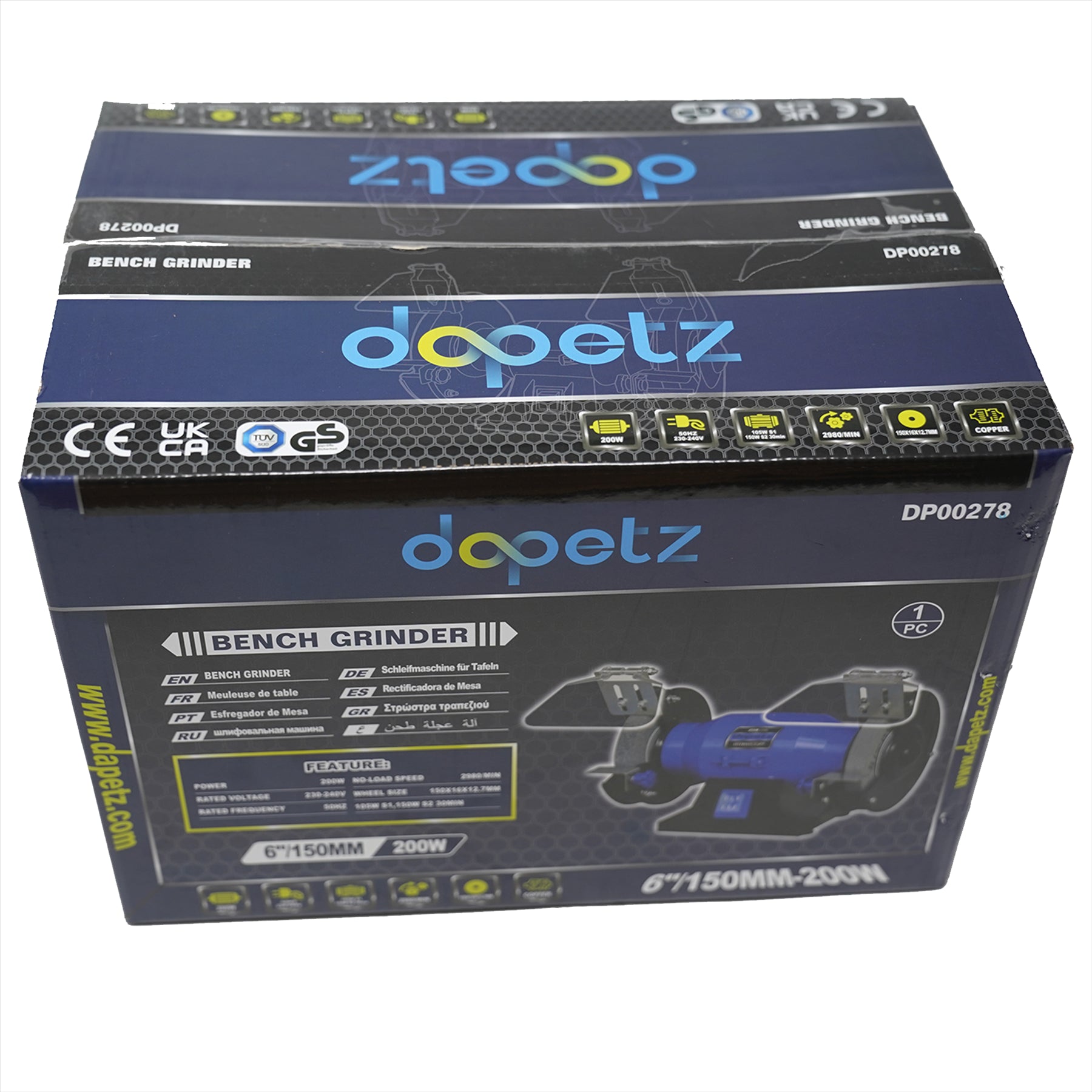 Worktop Bench Grinder 150mm 150W Power Tools Top Polish 3Y Guarantee