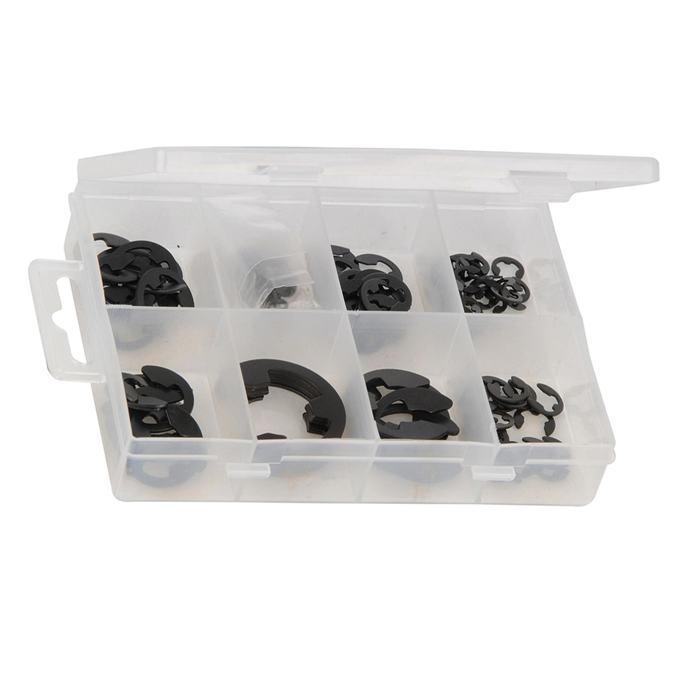 E' Clips Pack 135Pc Chemically Blackened Sprung Steel Clips For Rotating Shafts
