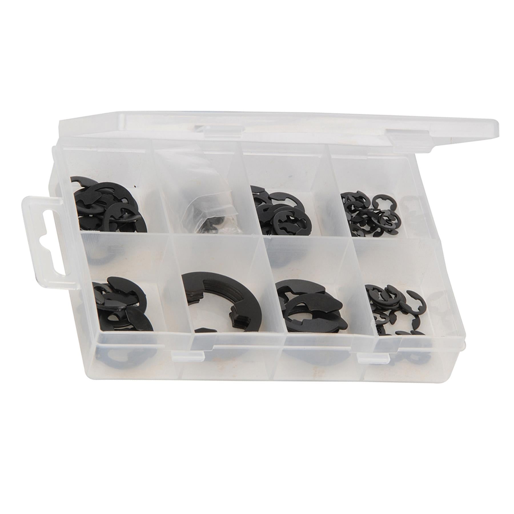 E' Clips Pack 135Pc Chemically Blackened Sprung Steel Clips For Rotating Shafts