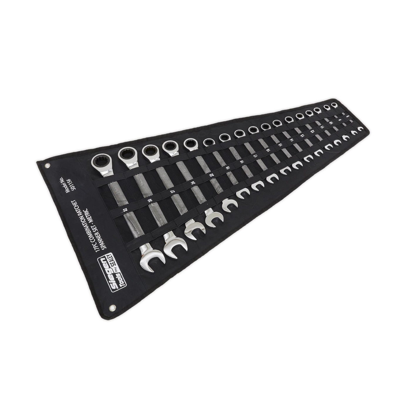 Sealey Combination Ratchet Spanner Set 17pc Metric Chrome Vanadium Steel