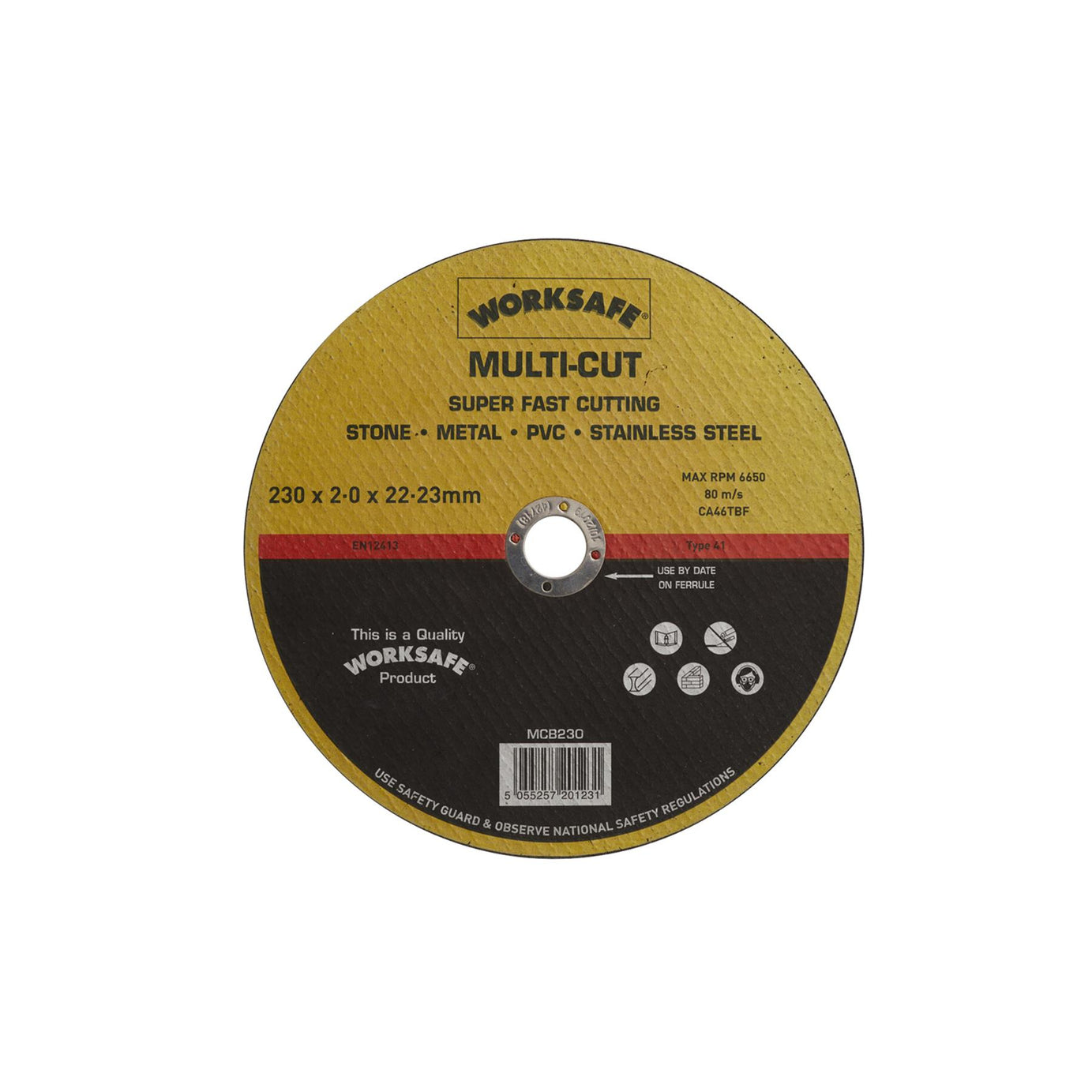 Multi-Cut Disc 230 x 2 x 22mm. Suitable for cutting mild steel Sealey