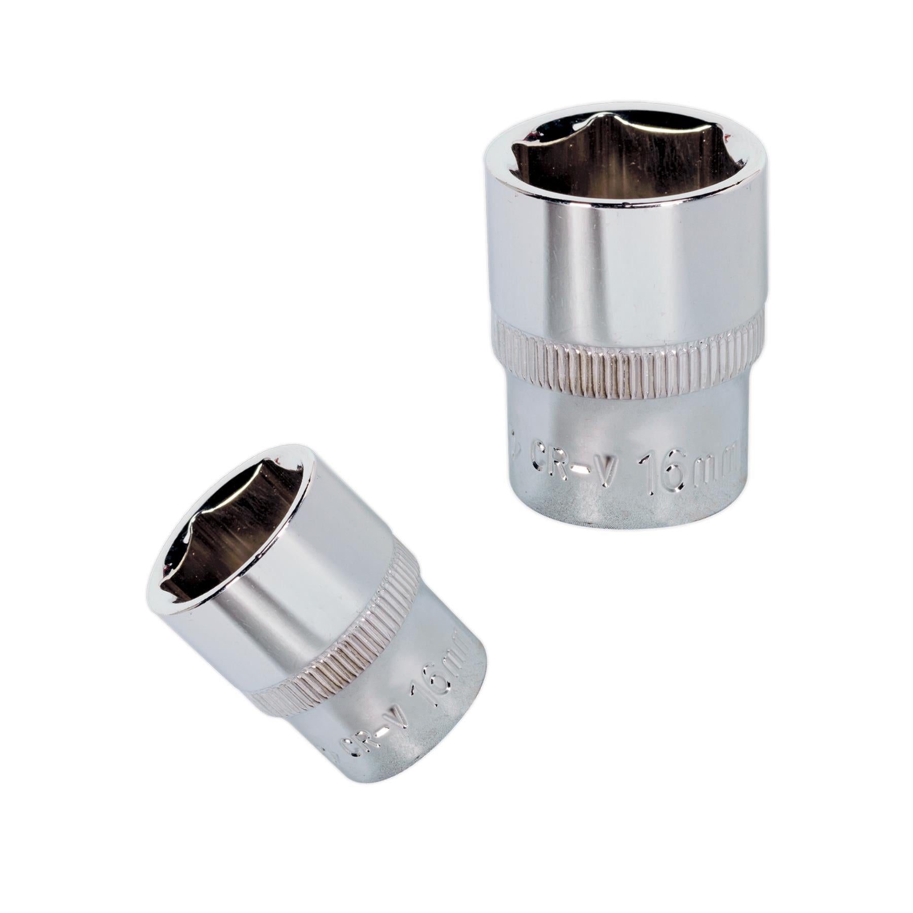 Sealey WallDrive Socket 16mm 3/8"Sq Drive Fully Polished