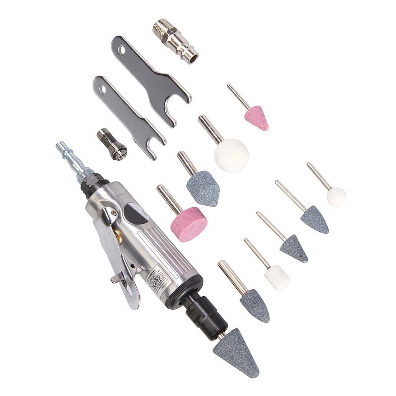 15 Piece Air Die Grinder Kit 160mm - All 1/4" & 1/8" Shank Burrs And Grindstones