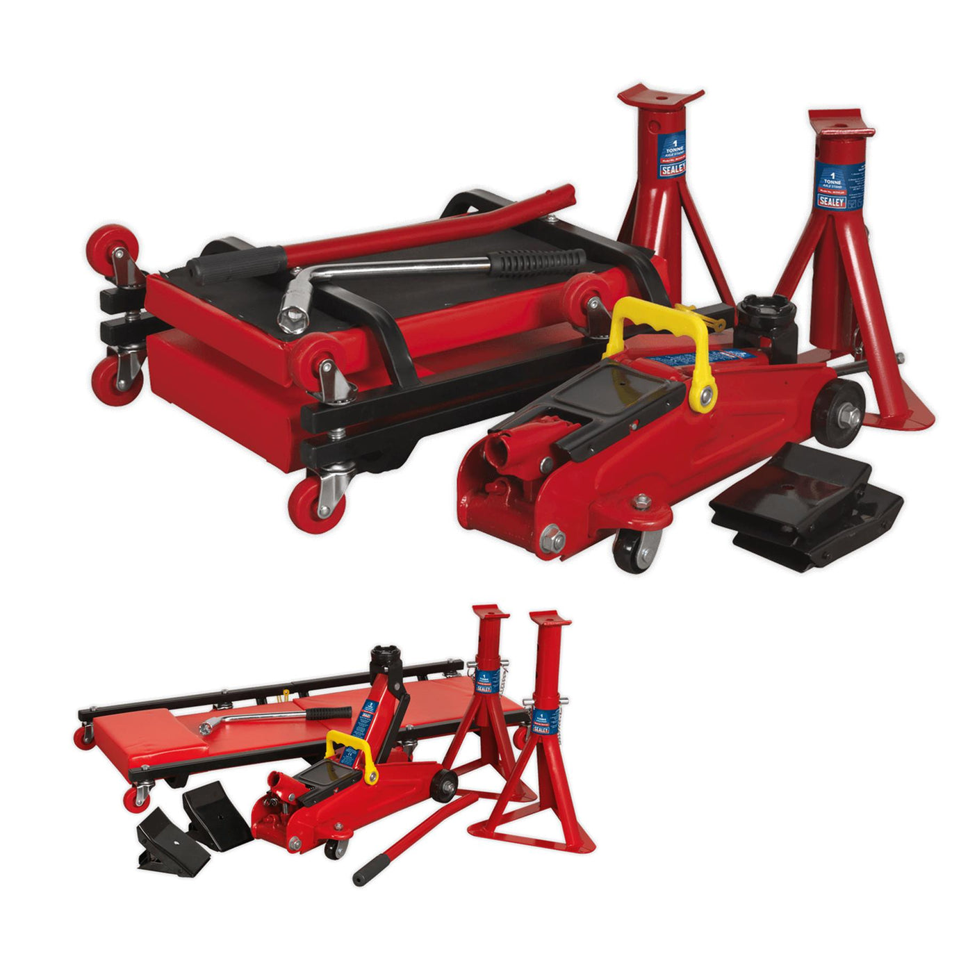 Sealey Lifting Kit 2t (Inc Jack,Axle Stands,Creeper,Chocks,Wrench)
