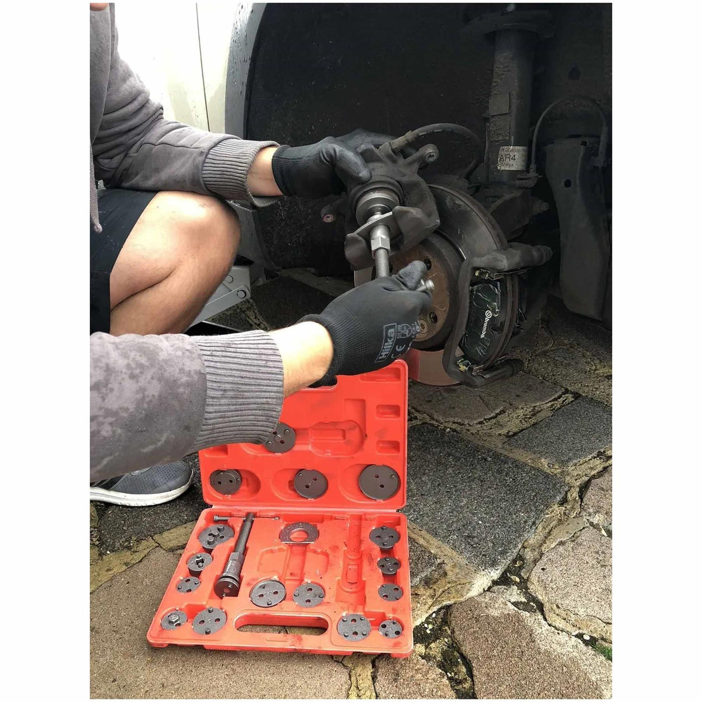 21 Pc Brake Caliper Piston Rewind Return Wind Back Tool Kit Set Left & Right Handed Thread