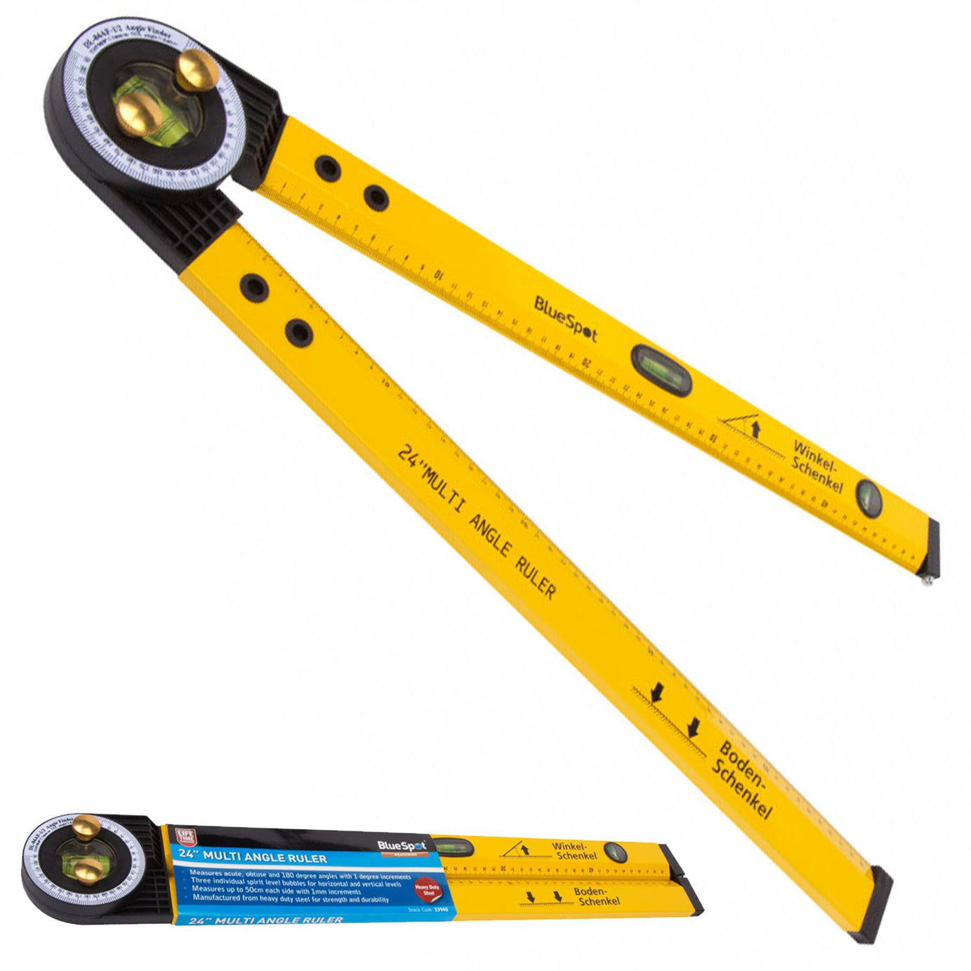 BlueSpot 24" Ruler And Angle Finder Multi Function Ruler Built In Spirit Level