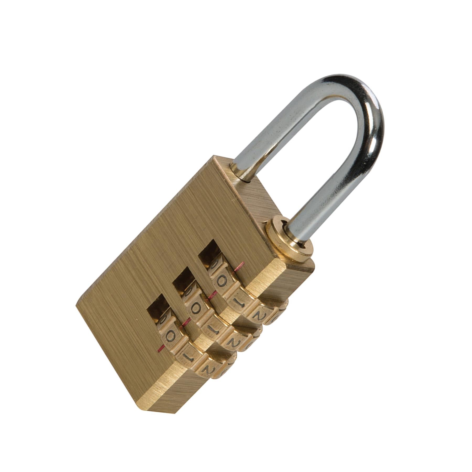 3-Digit Combination Padlock Brass 3-Digit Combination W X H X Th: 28 X 41 X 12mm