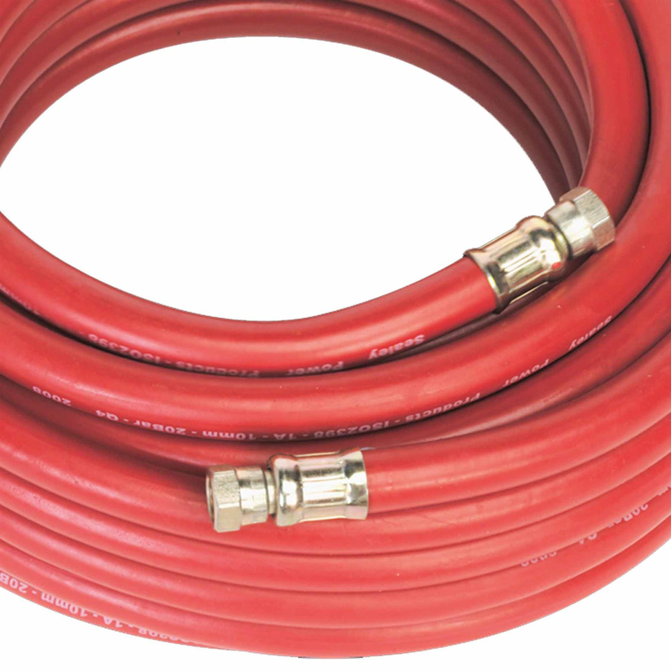 Sealey Air Hose 15m x 10mm with 1/4"BSP Unions Rubber Alloy