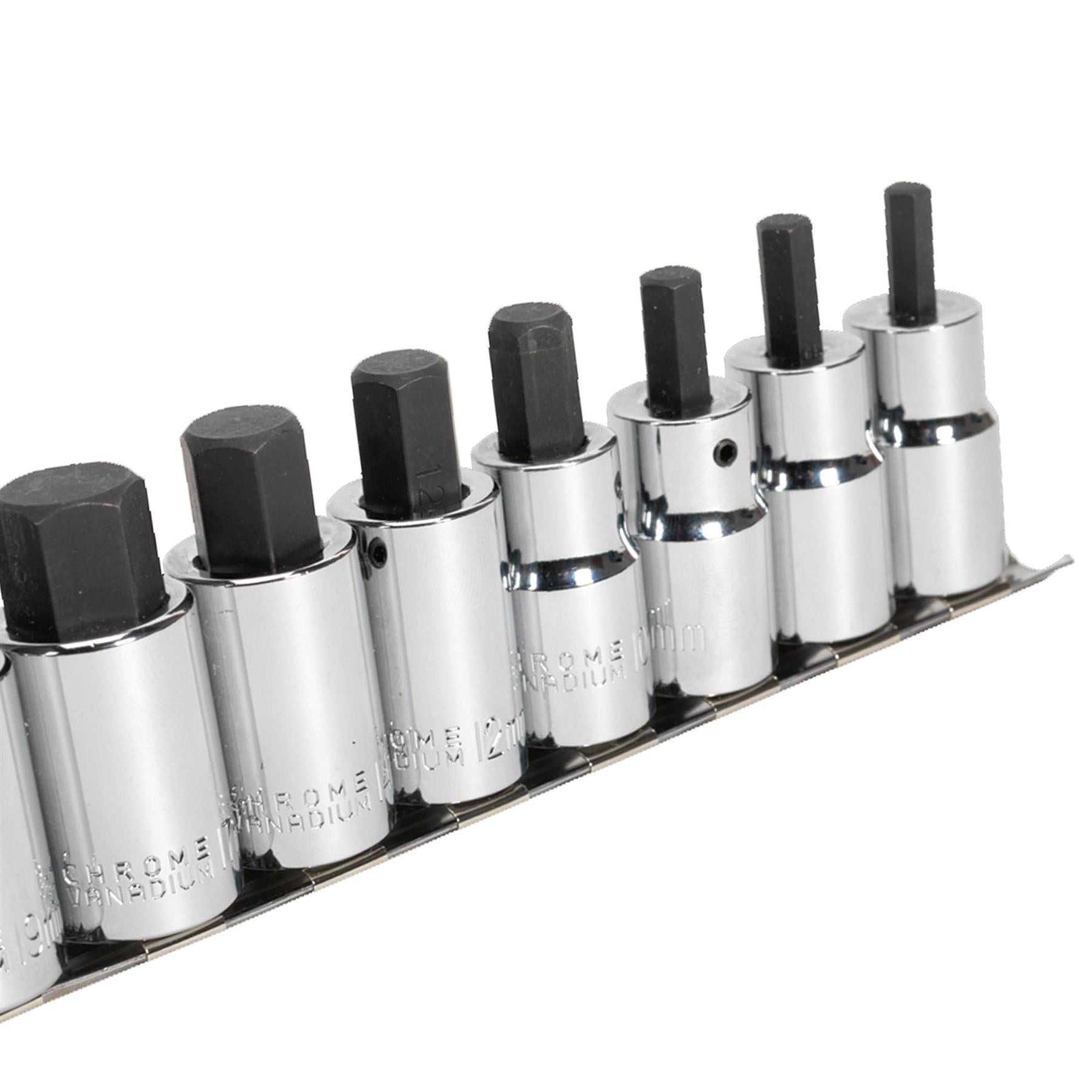 Sealey Hex Socket Bit Set 8pc 1/2"Sq Drive Metric